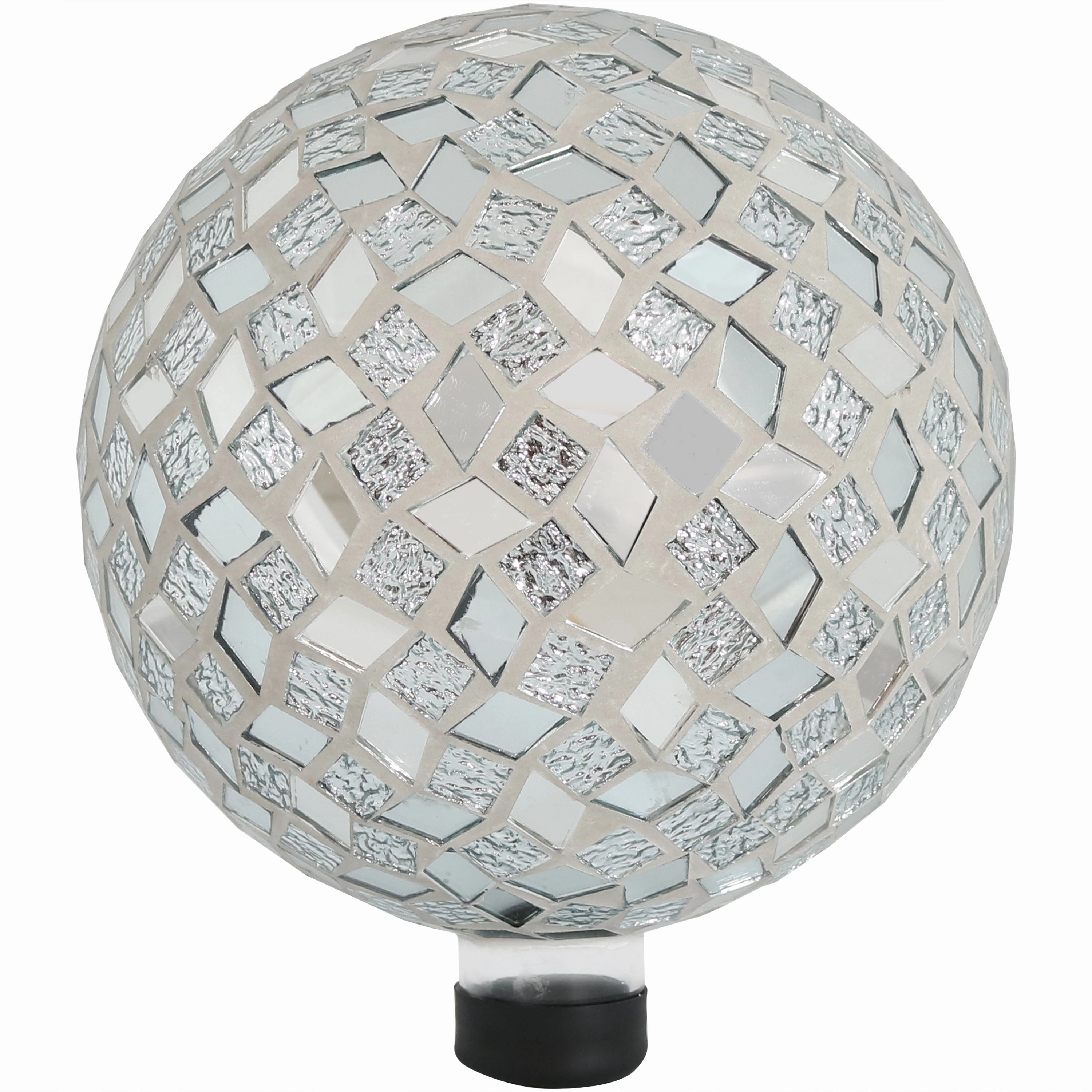 Sunnydaze Mirrored Diamond Mosaic Gazing Globe Ball - 10"outdoor garden decorative ornaments