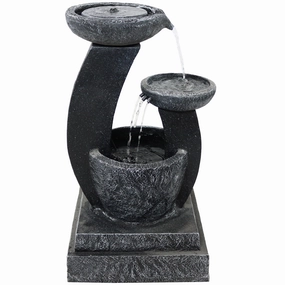 Sunnydaze Modern Cascading Bowls Solar Fountain with Battery Backupoutdoor garden water fountain