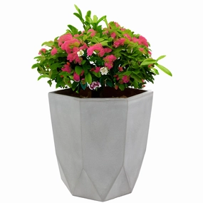 Sunnydaze Modern Faceted Polyresin Planter - Light Gray - 14.75" decorative outdoor planter box designs