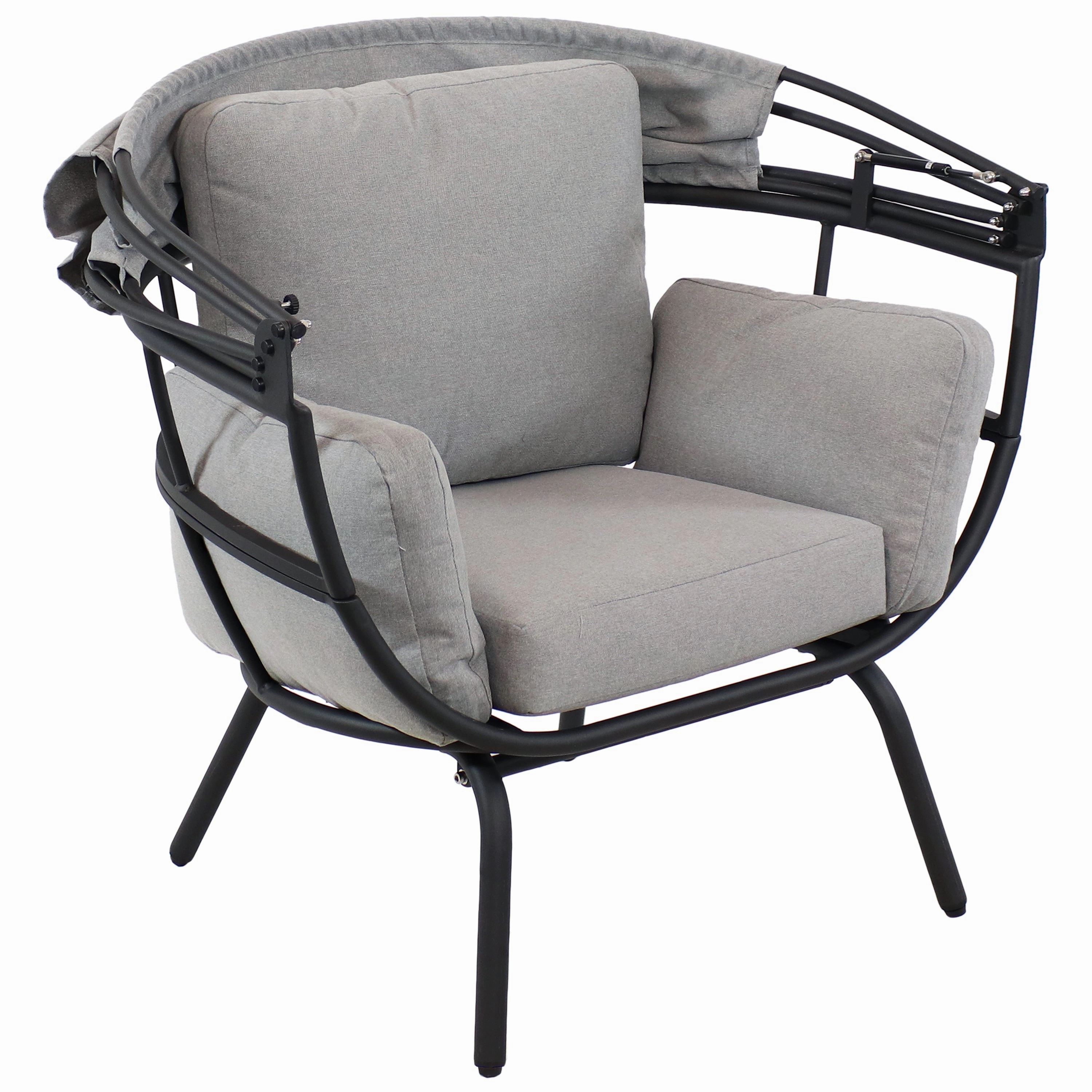 Sunnydaze Modern Luxury Patio Egg Chair with Canopy