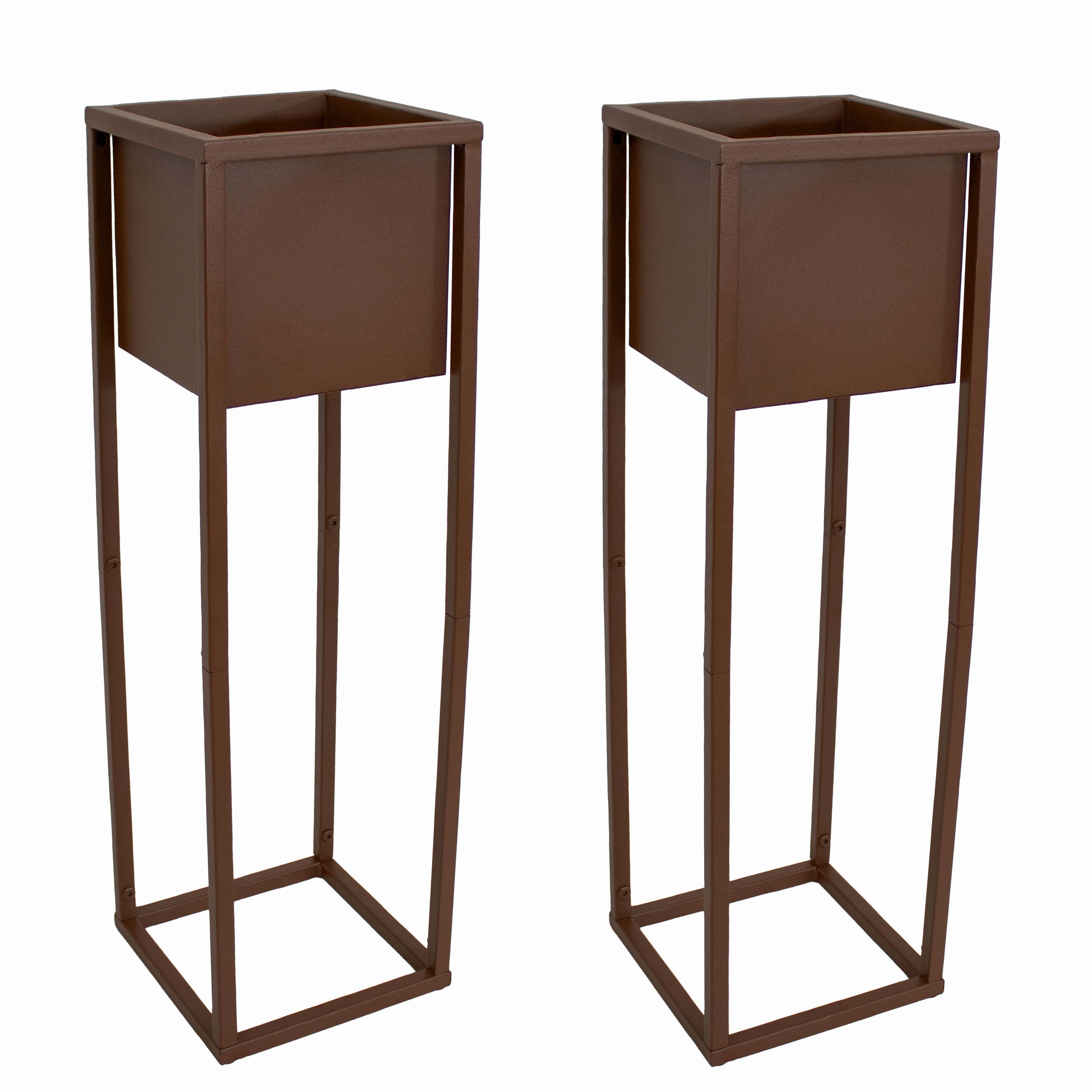 Sunnydaze Modern Simplicity Metal Planter Boxes with Legs - Set of 2