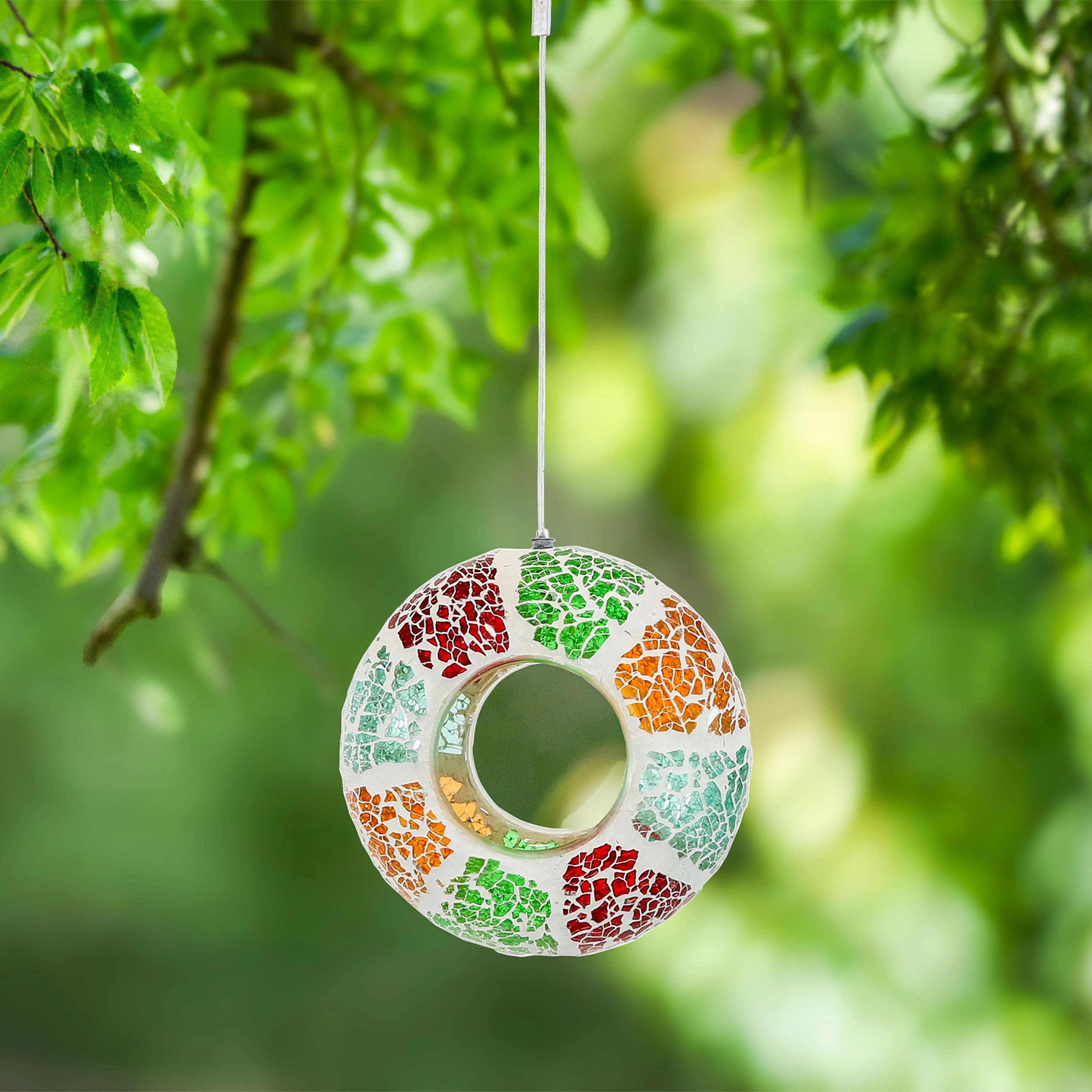Sunnydaze Mosaic Fly-Through Hanging Bird Feeder - 6"