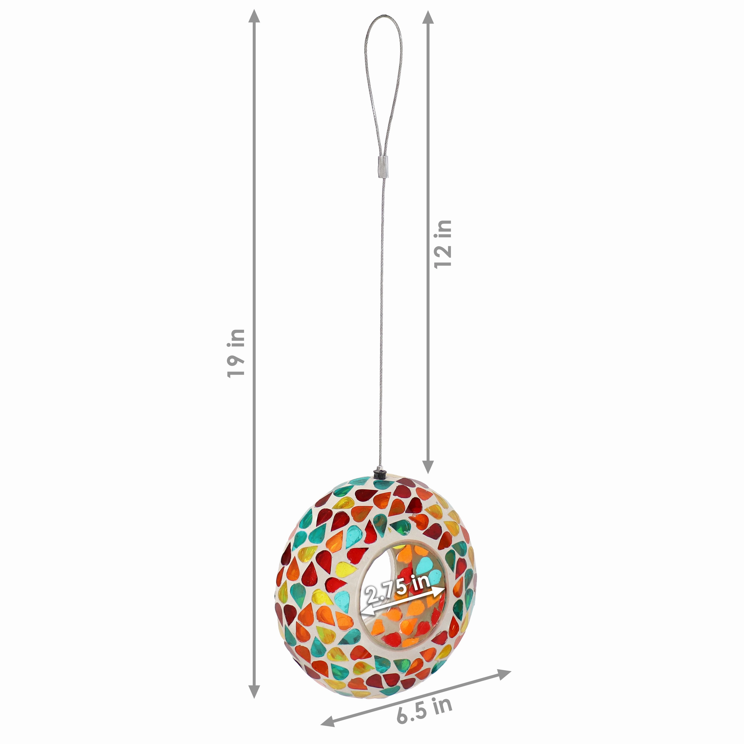 Sunnydaze Mosaic Fly-Through Hanging Bird Feeder - 6"