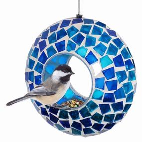 Sunnydaze Mosaic Fly-Through Hanging Bird Feeder - 6"outdoor garden decorative ornaments