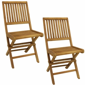 Sunnydaze Nantasket Teak Outdoor Folding Patio Chair with Slat Back - 2 Chairsoutdoor patio furniture set