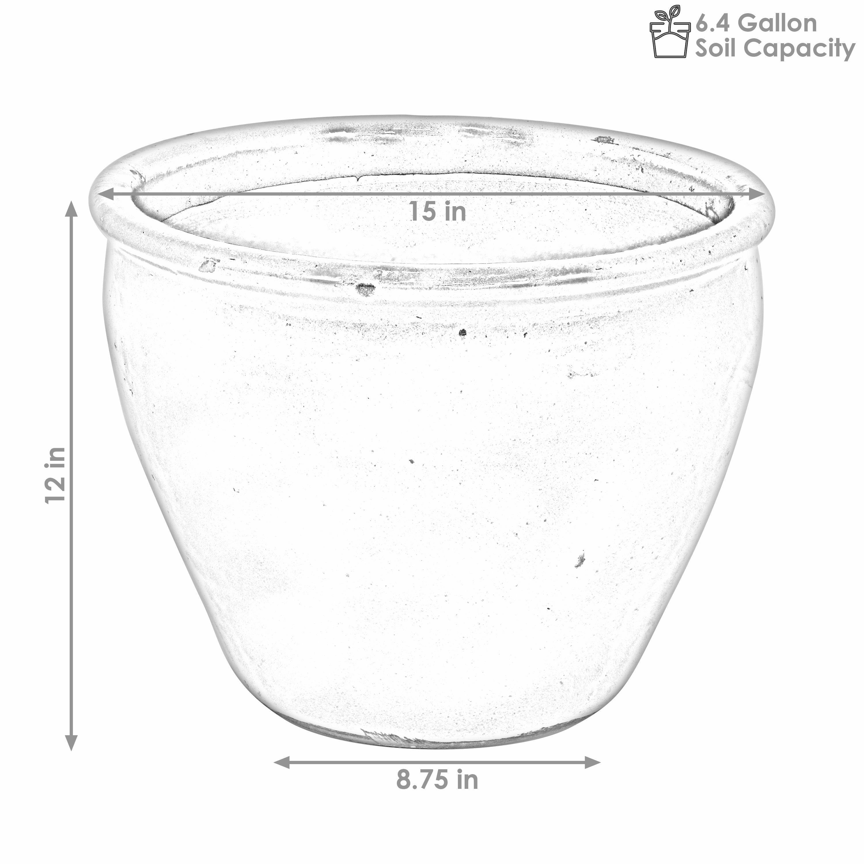 Sunnydaze Ocean Villa Glazed Ceramic Planter with Drainage - 15"