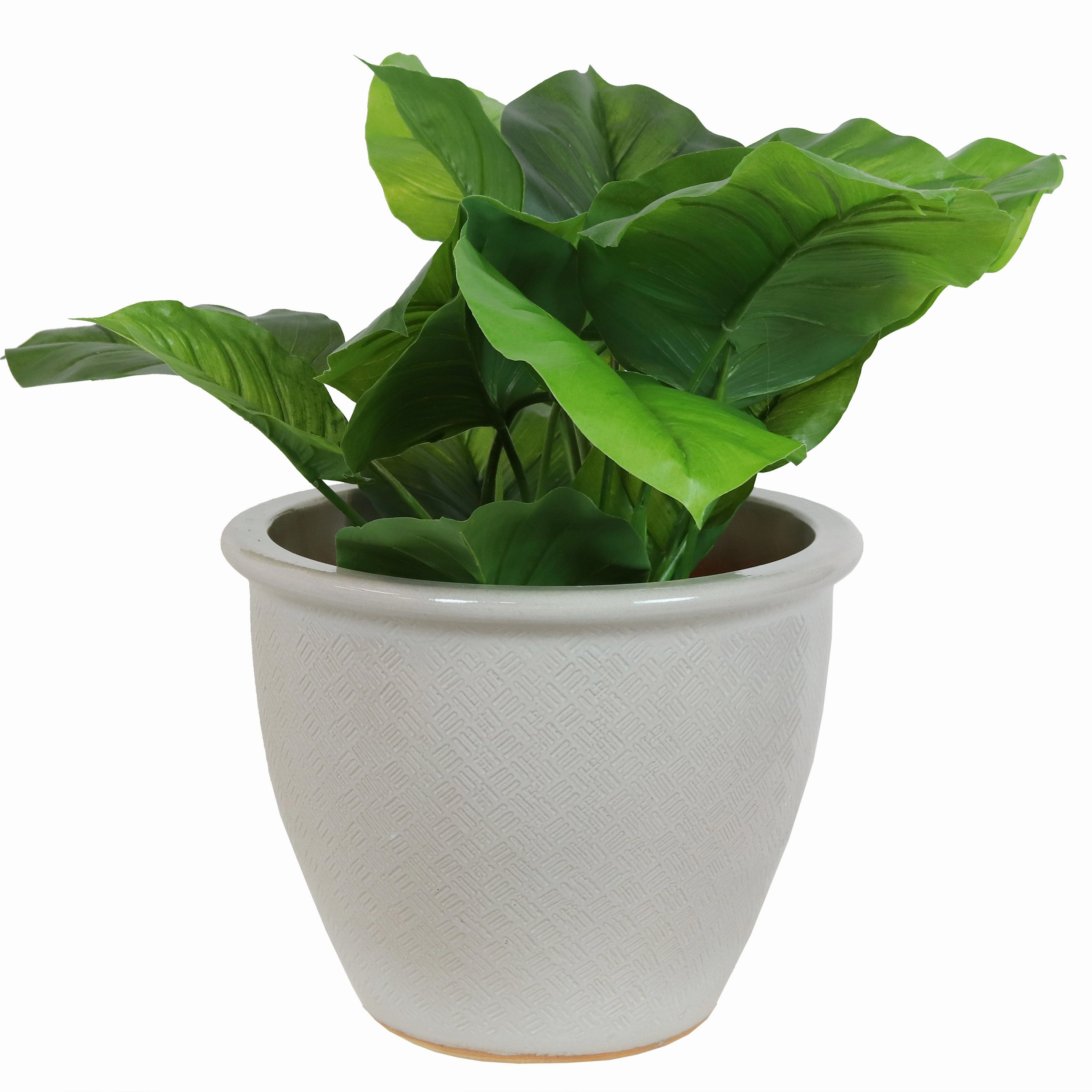 Sunnydaze Ocean Villa Glazed Ceramic Planter with Drainage - 15"