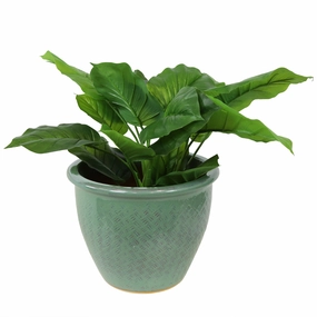 Sunnydaze Ocean Villa Glazed Ceramic Planter with Drainage - 15" decorative outdoor planter box designs