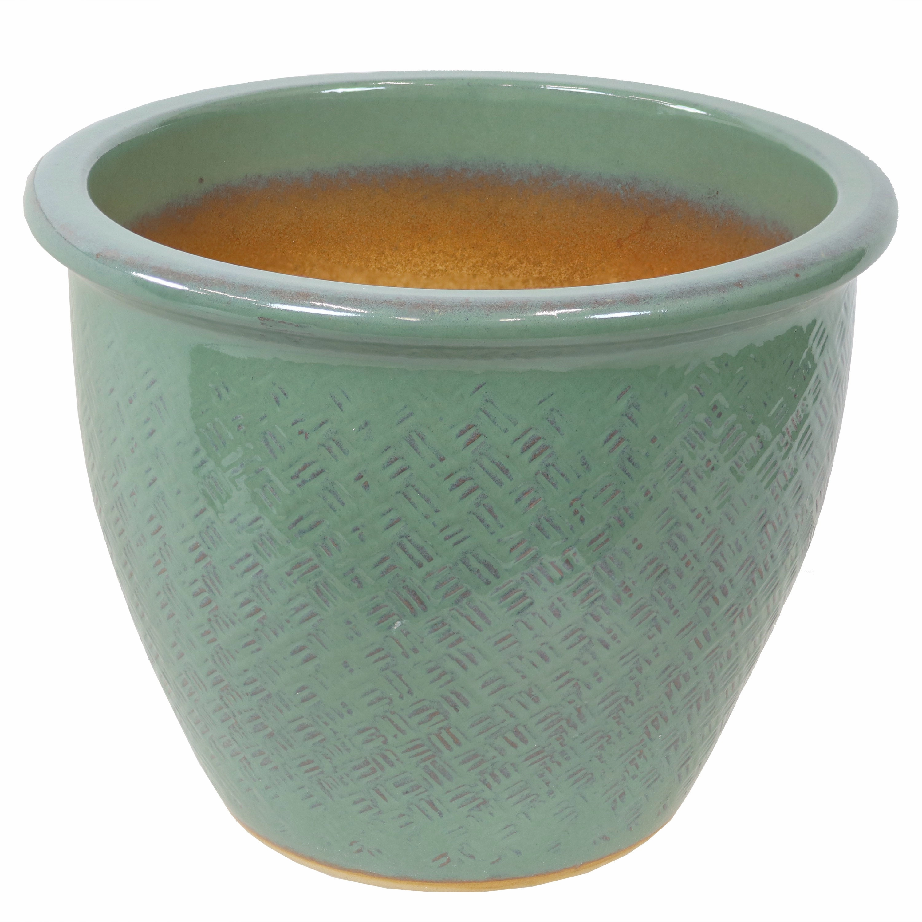Sunnydaze Ocean Villa Glazed Ceramic Planter with Drainage - 15"