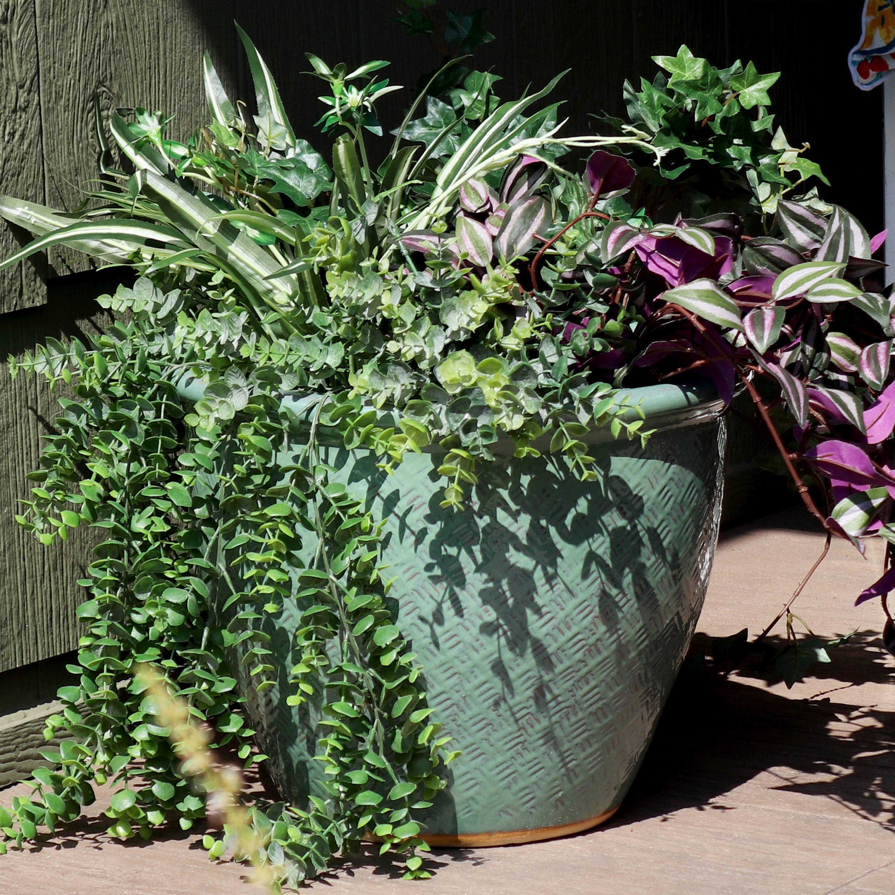 Sunnydaze Ocean Villa Glazed Ceramic Planter with Drainage - 15"