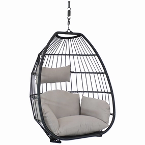 Sunnydaze Oliver Hanging Egg Chair with Seat Cushions - 48"egg swing chair for outdoor use