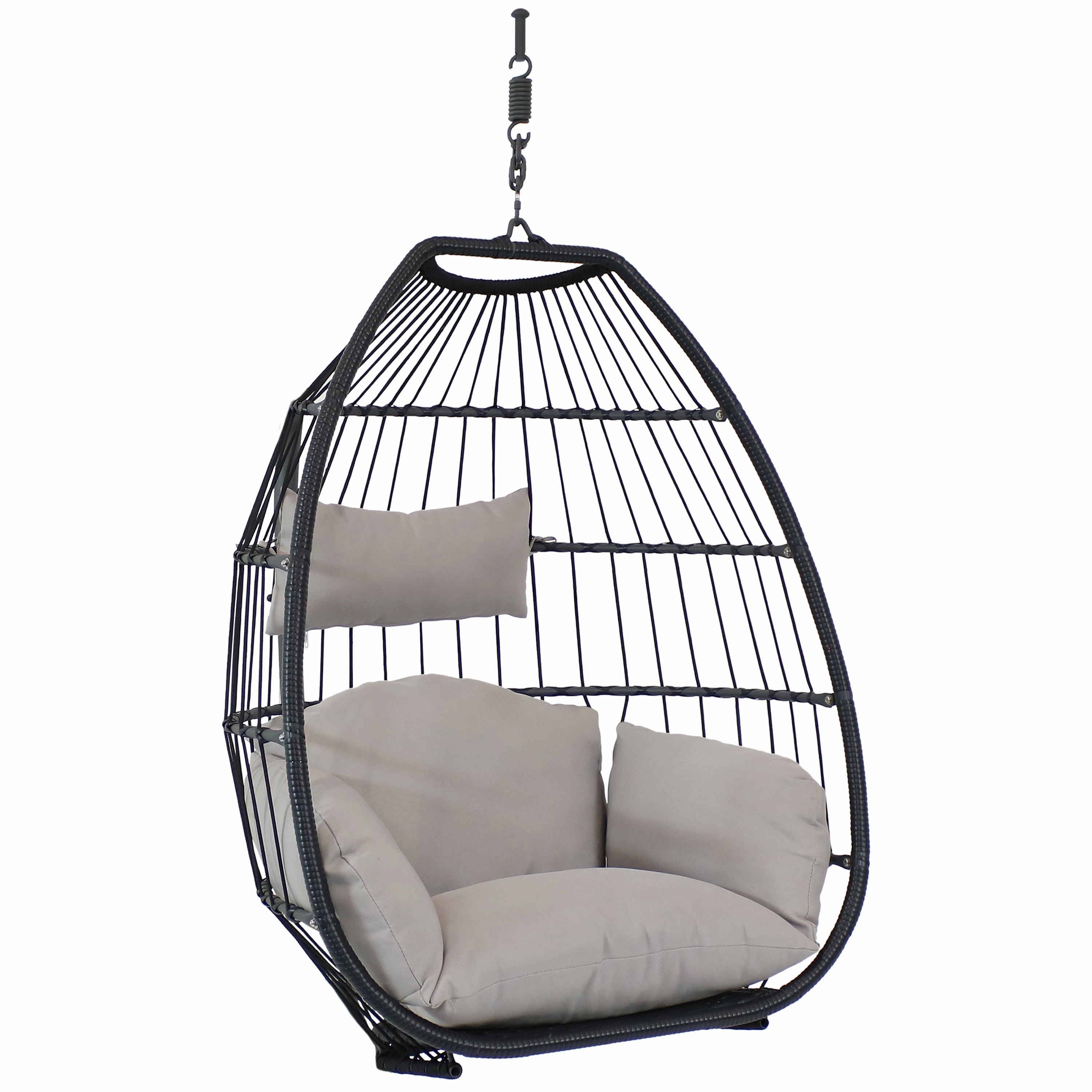 Sunnydaze Oliver Hanging Egg Chair with Seat Cushions - 48"egg swing chair for outdoor use