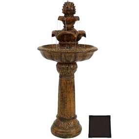 Sunnydaze Ornate Elegance Solar Water Fountain with Battery Backup - 42.5" Houtdoor garden water fountain