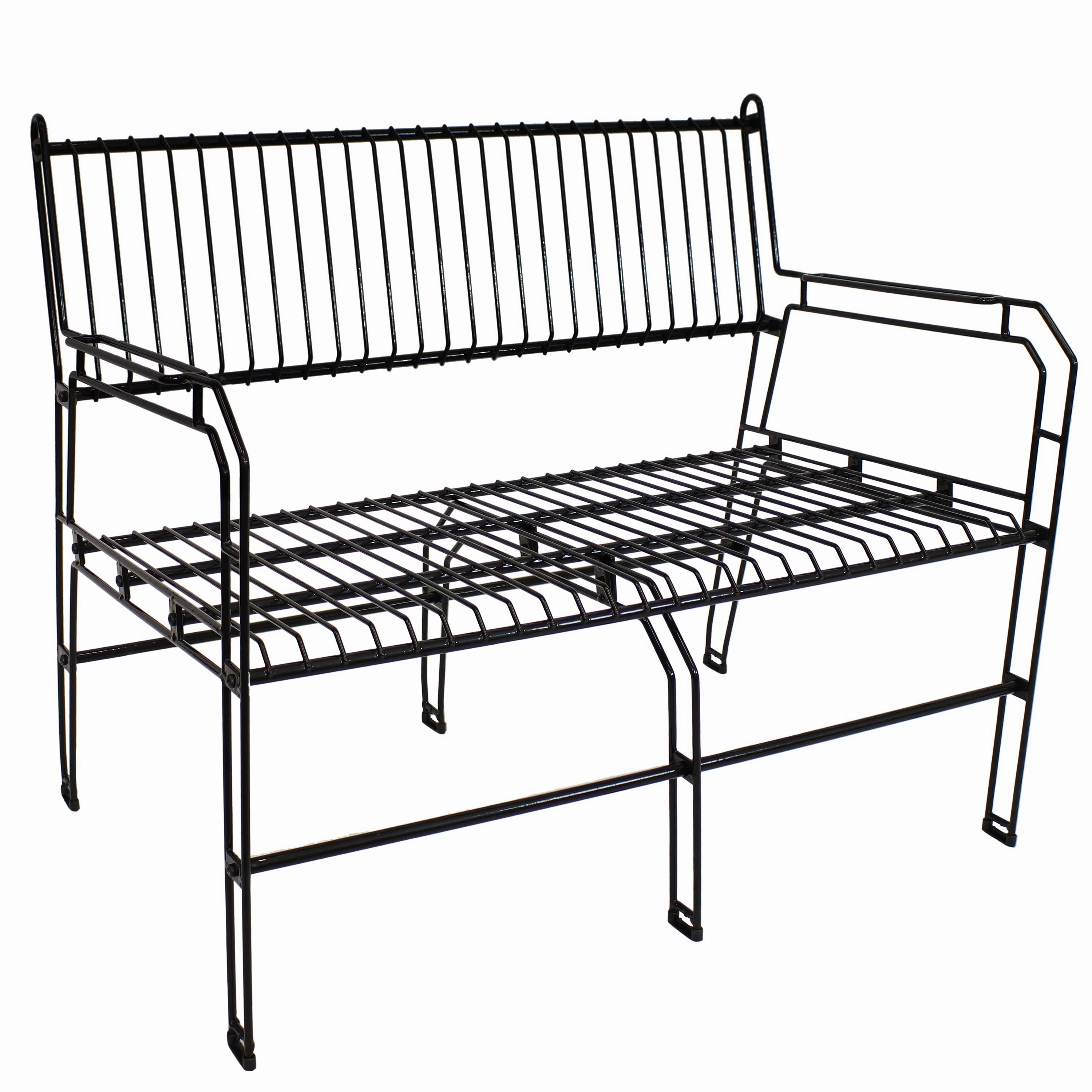 Sunnydaze Outdoor 2-Person Modern Metal Patio Bench - Blackoutdoor patio furniture set