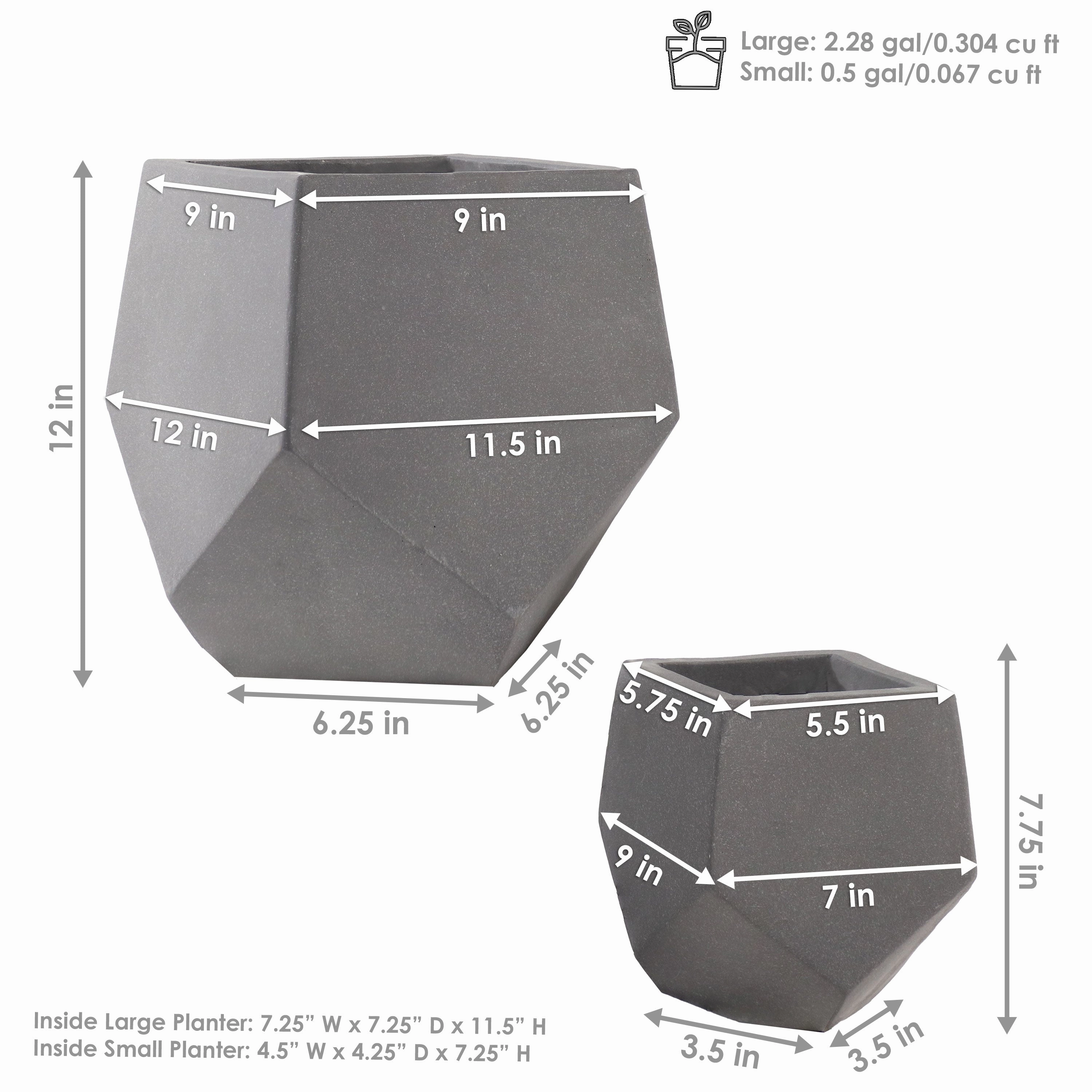 Sunnydaze Outdoor Concrete Planter Set - Moondust