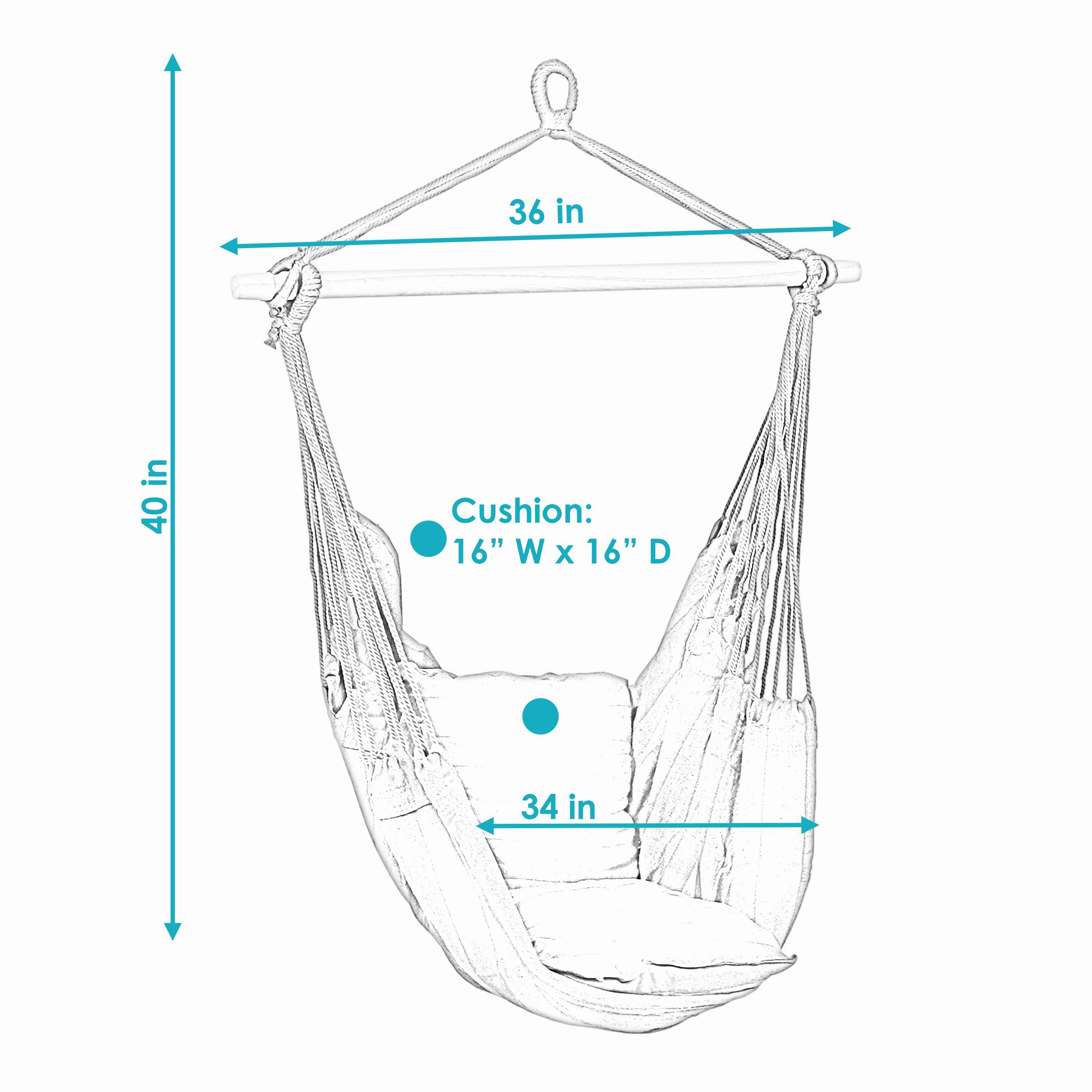 Sunnydaze Outdoor Hanging Hammock Chair Swing with 2 Cushions