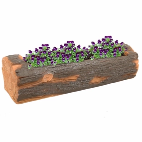 Sunnydaze Outdoor Rustic Polyresin Log Flower Pot Planter - 35" decorative outdoor planter box designs