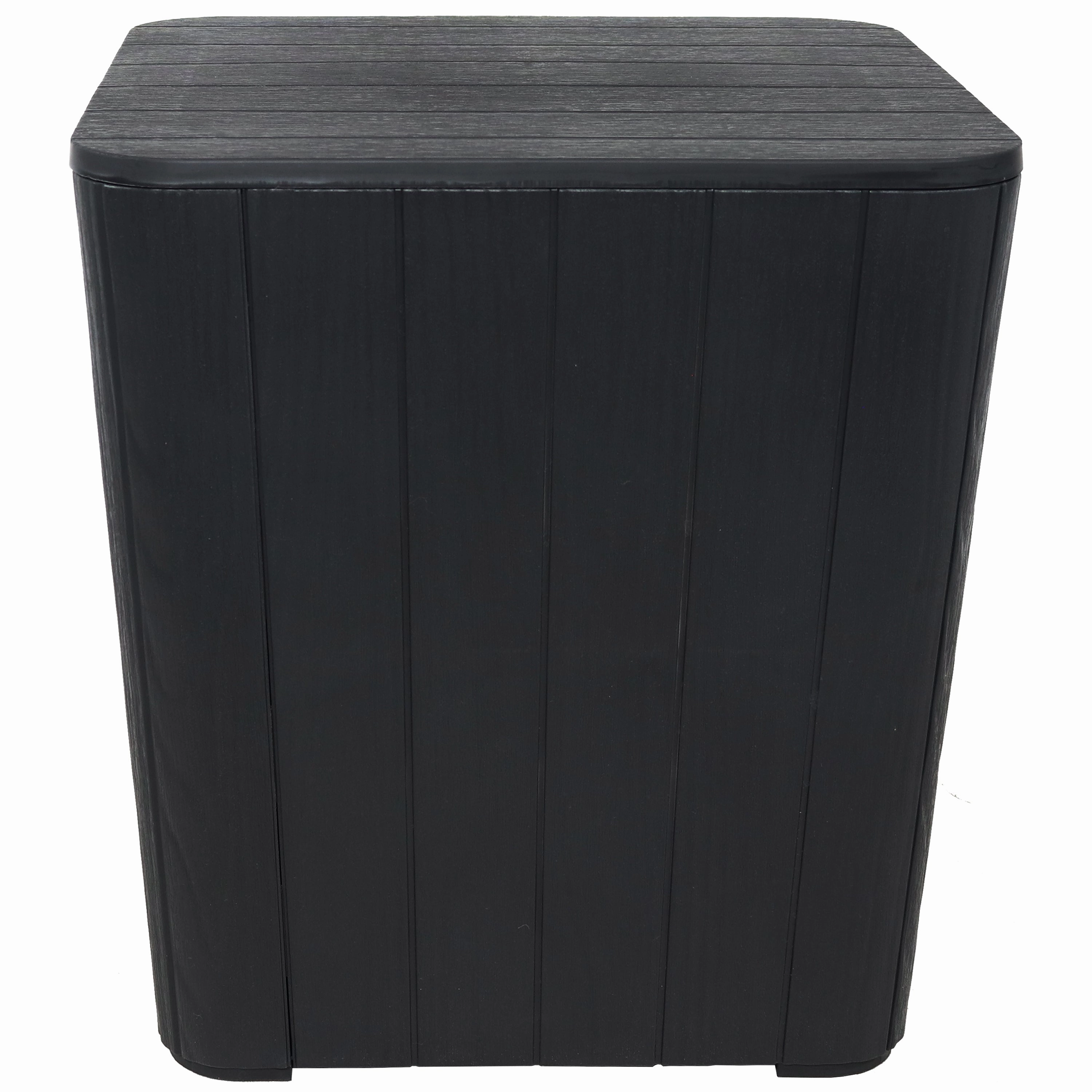 Sunnydaze Outdoor Side Table with Storage - Wood Look - 11.5 Gal.