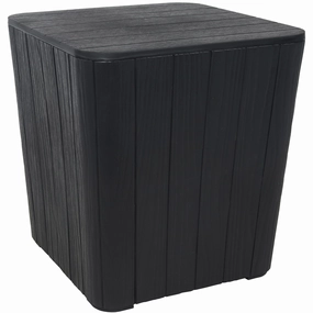 Sunnydaze Outdoor Side Table with Storage - Wood Look - 11.5 Gal.outdoor patio furniture set