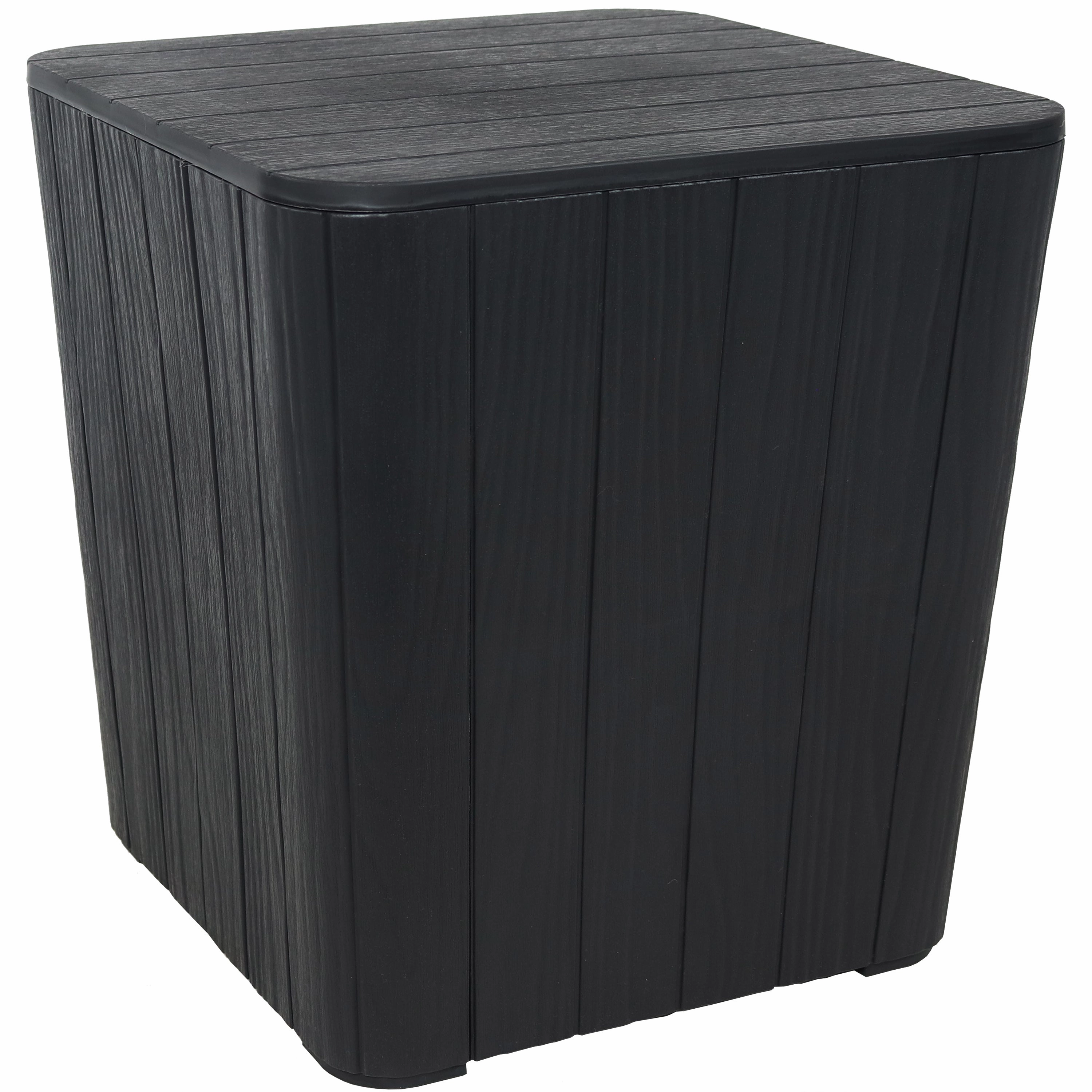 Sunnydaze Outdoor Side Table with Storage - Wood Look - 11.5 Gal.outdoor patio furniture set