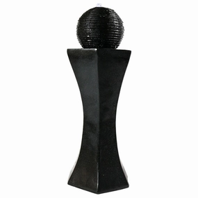 Sunnydaze Pedestal and Ball Solar with Battery Backup Fountain - 31"outdoor garden water fountain