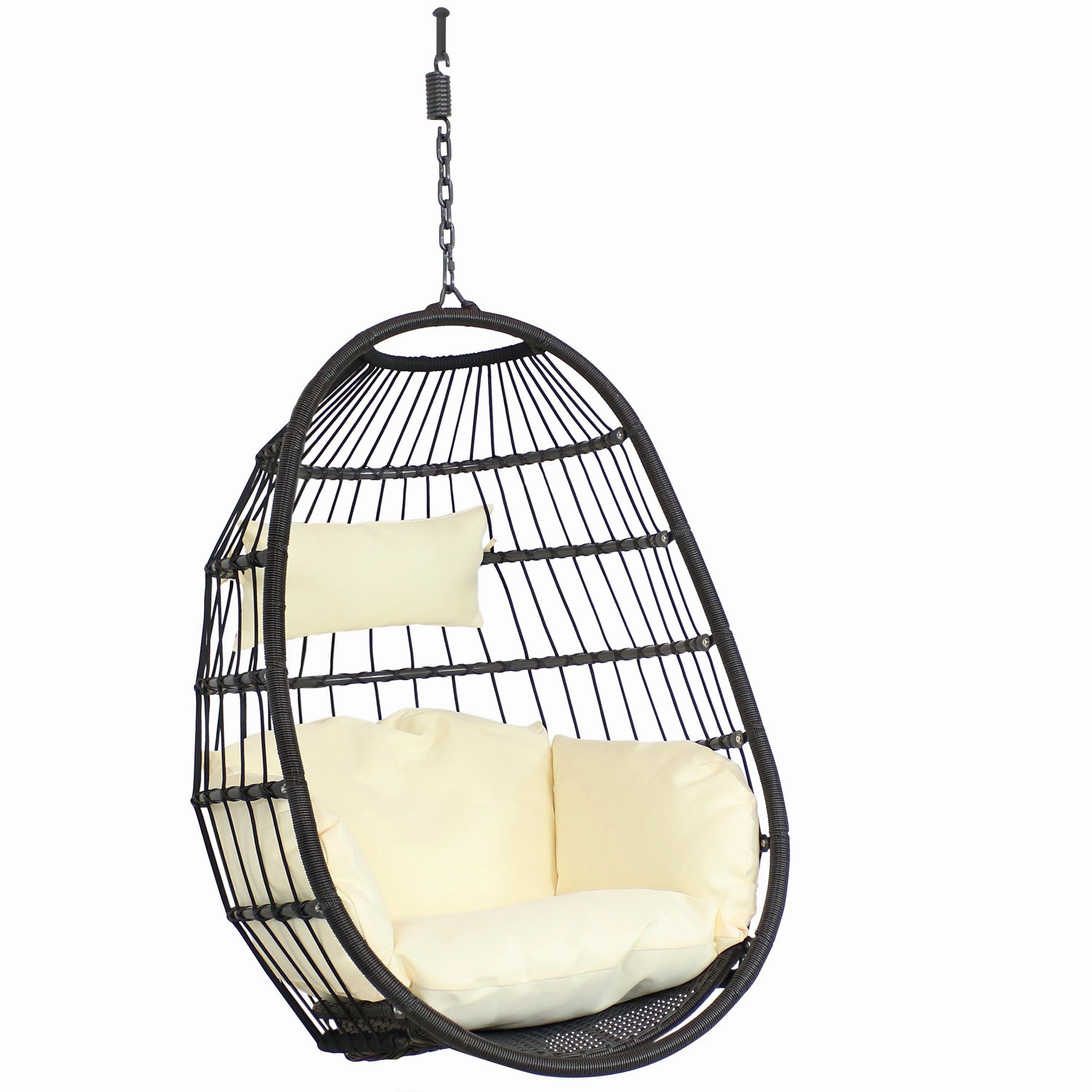 Sunnydaze Penelope Outdoor Hanging Egg Chair with Seat Cushionsegg swing chair for outdoor use