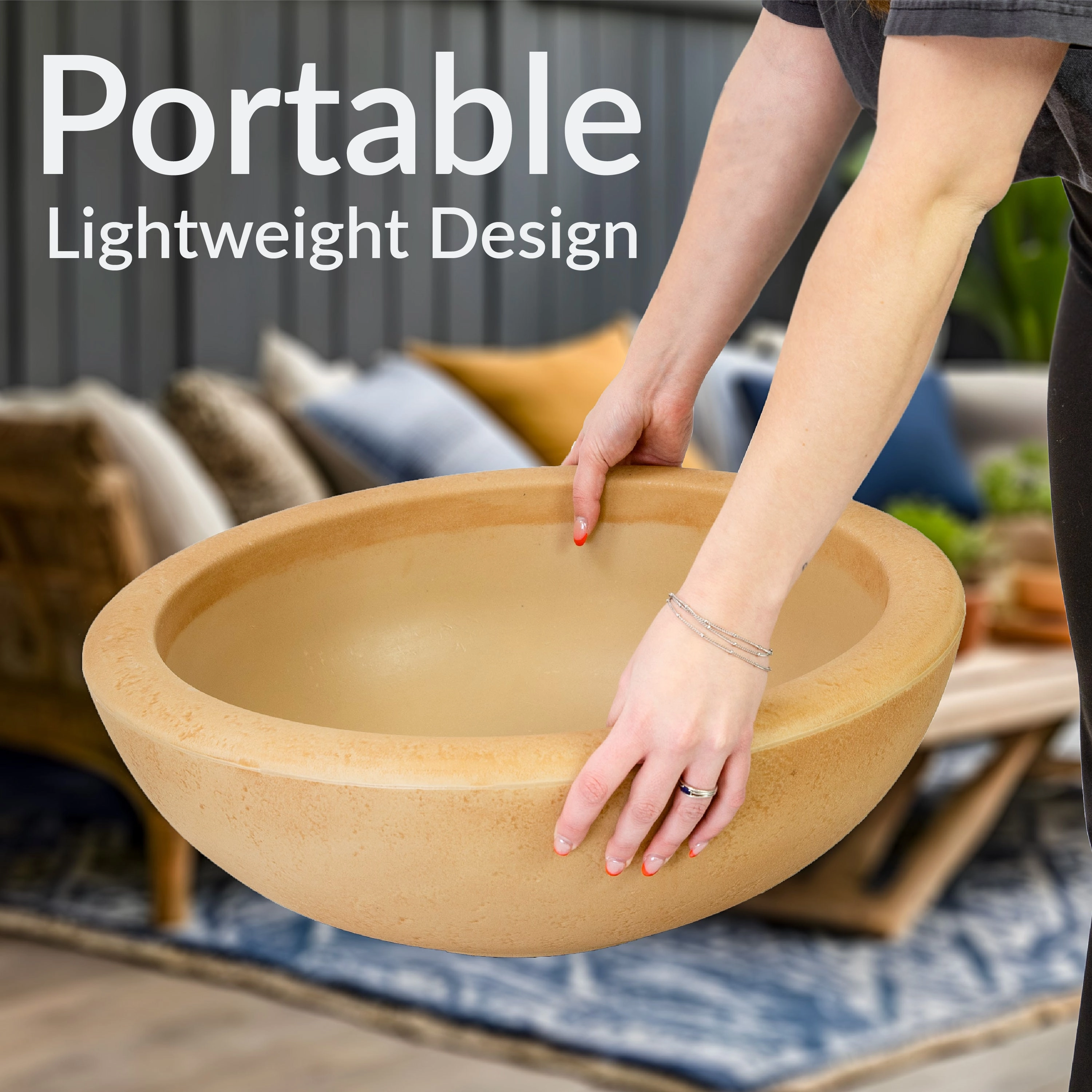 Sunnydaze Percival Polyresin Outdoor Planter Bowl - 20.75"