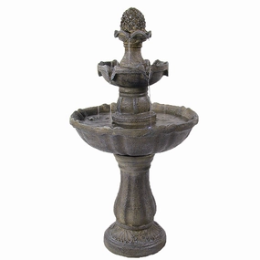Sunnydaze Pineapple 2-Tier Solar Powered Fountain  with Battery Backup Fountain - 33"outdoor garden water fountain