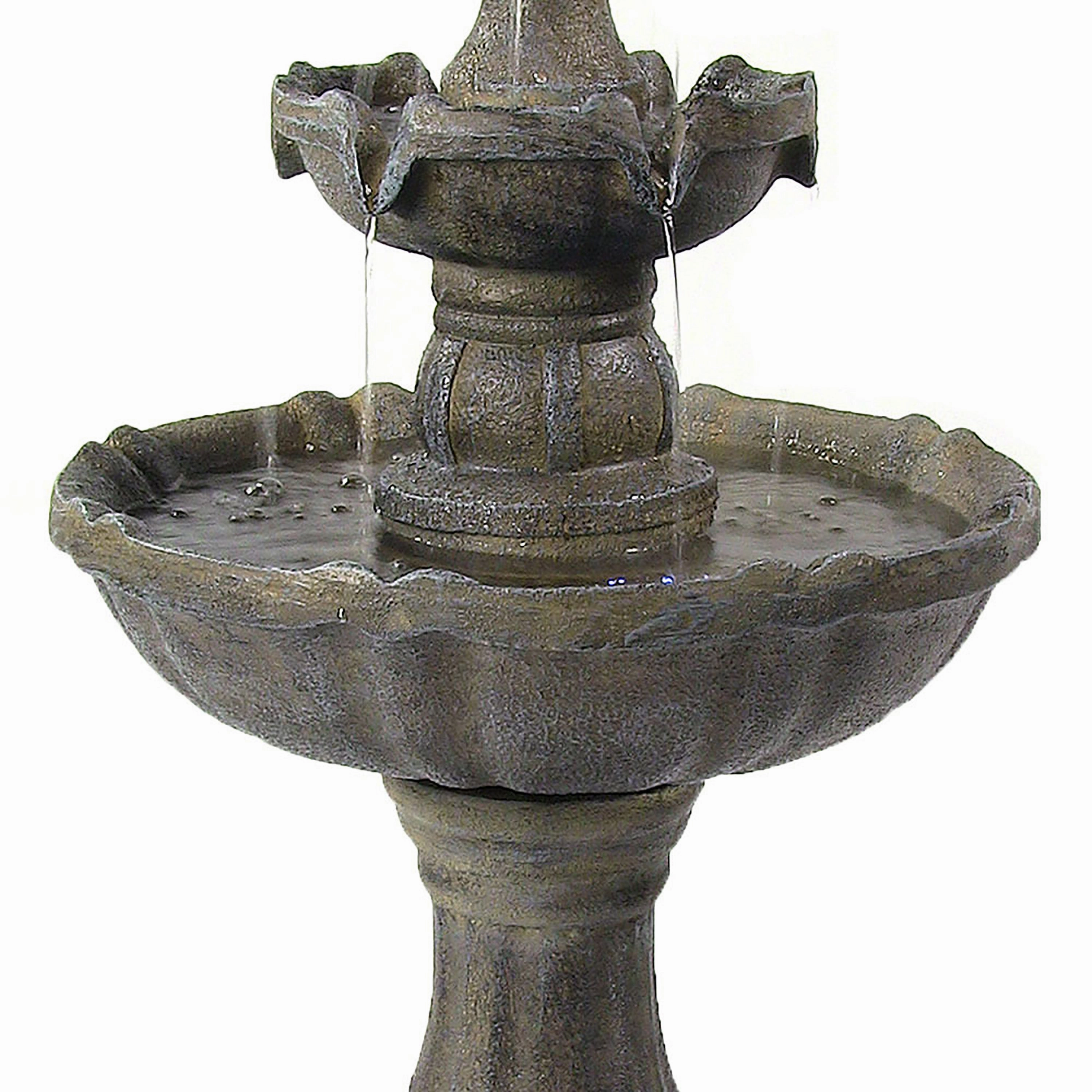 Sunnydaze Pineapple 2-Tier Solar Powered Fountain  with Battery Backup Fountain - 33"