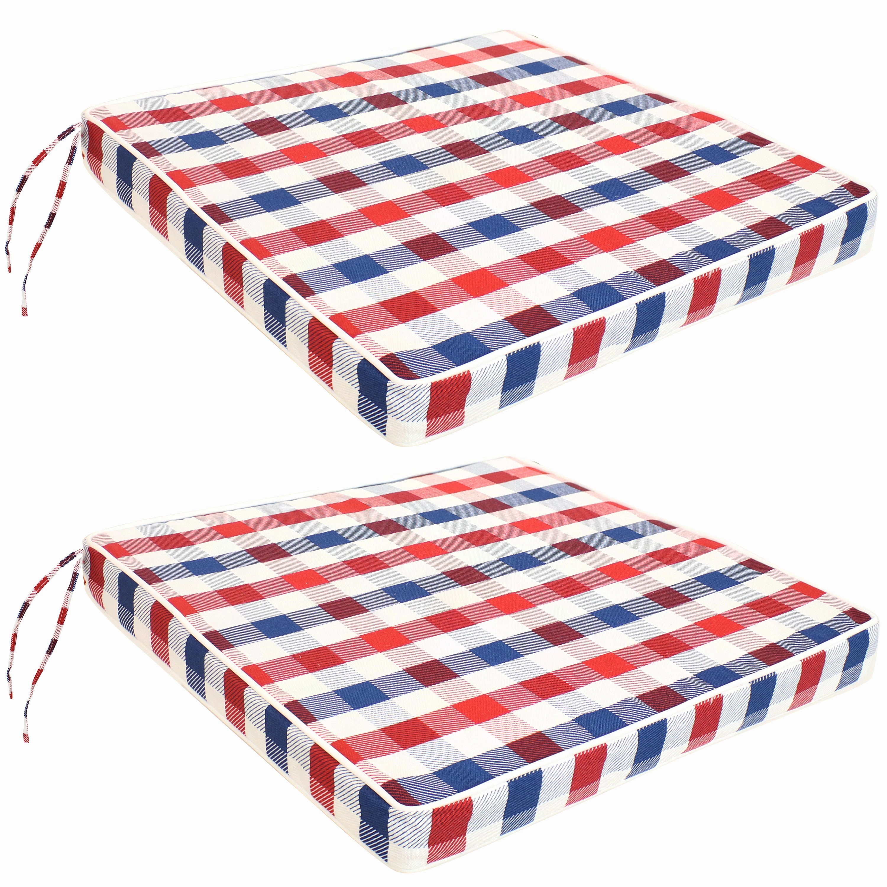 Sunnydaze Polyester Square Indoor/Outdoor Seat Cushions with Ties - Americano - Set of 2outdoor patio furniture set