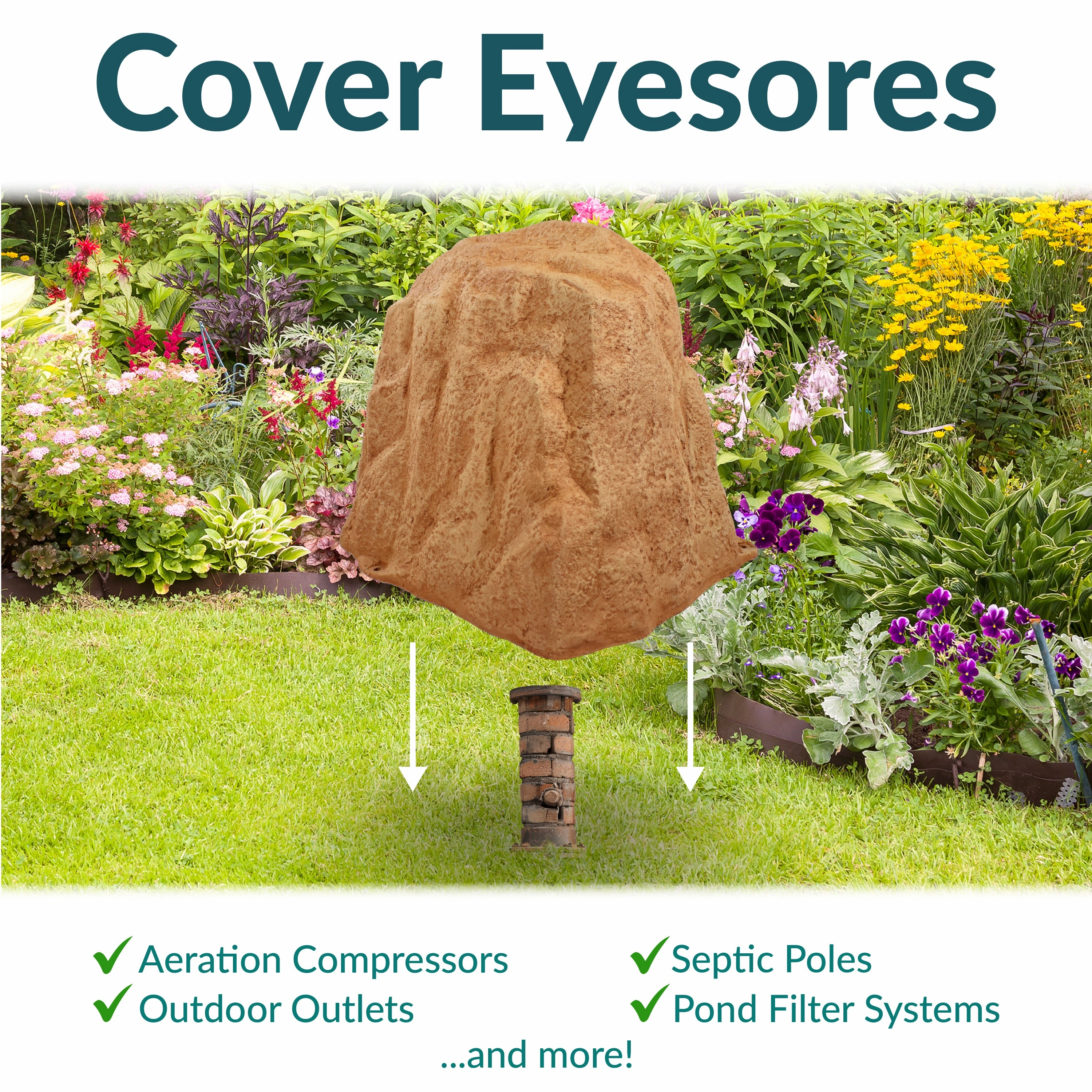 Sunnydaze Polyresin Landscape Rock Cover with Stakes