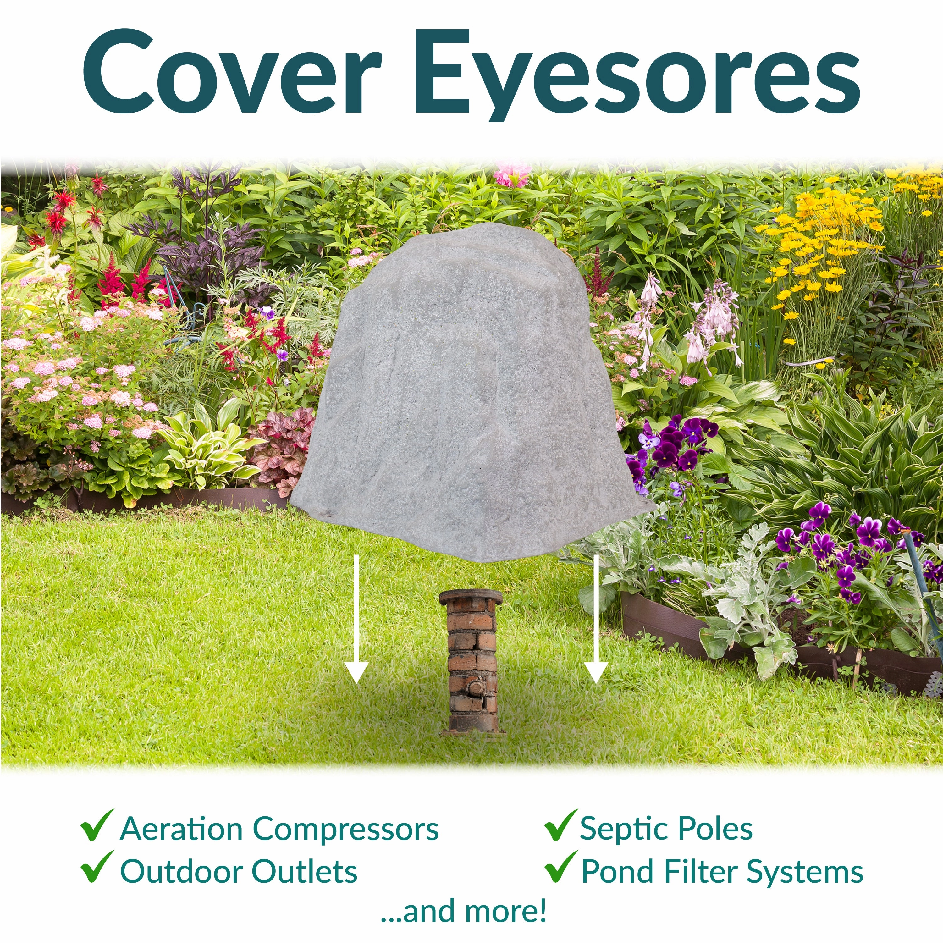 Sunnydaze Polyresin Landscape Rock Cover with Stakes