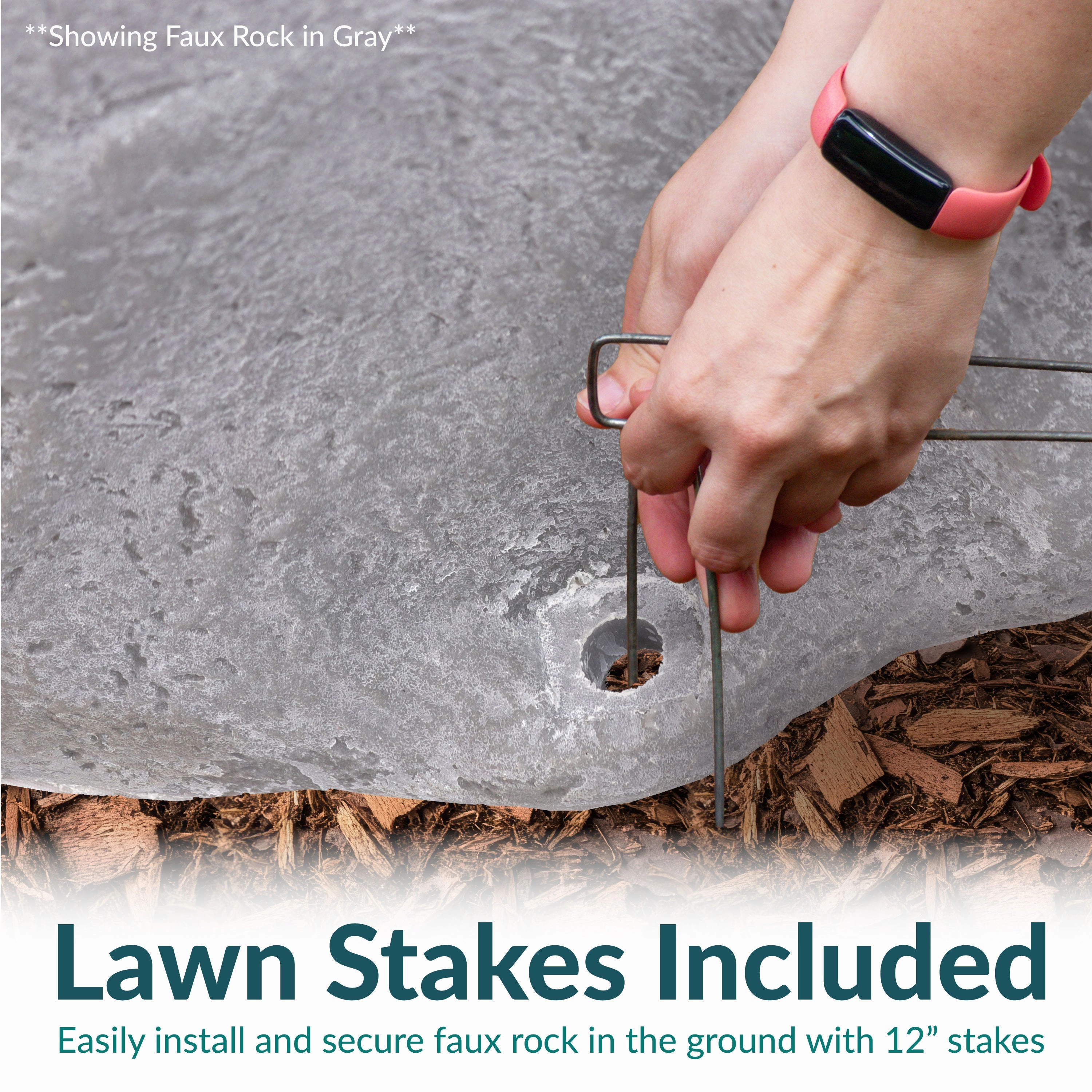 Sunnydaze Polyresin Landscape Rock Cover with Stakes