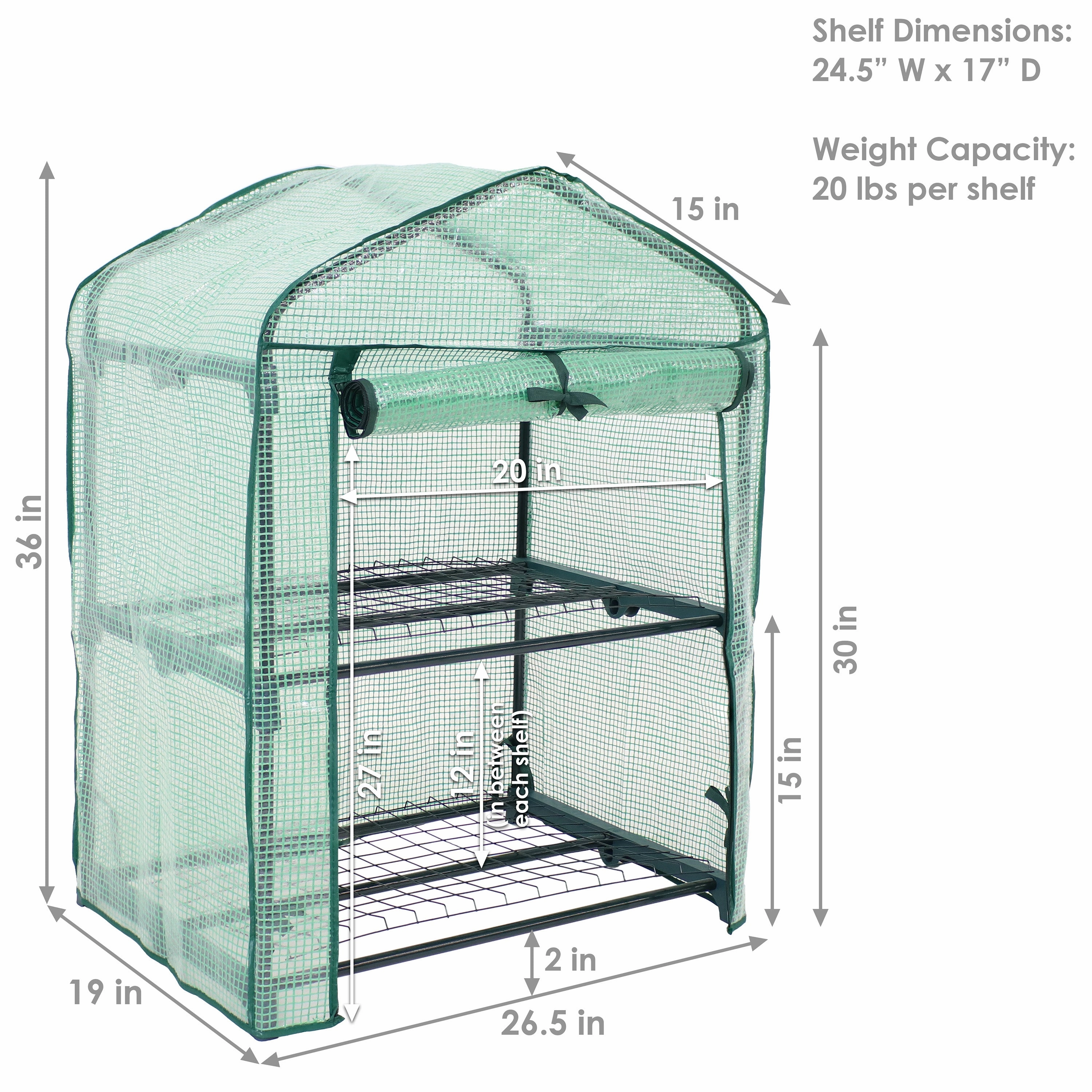 Sunnydaze Portable 2-Tier Mini Greenhouse for Outdoors - Green