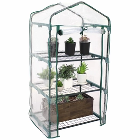 Sunnydaze Portable 3-Tier Mini Greenhouse for Outdoors - Clear decorative outdoor planter box designs