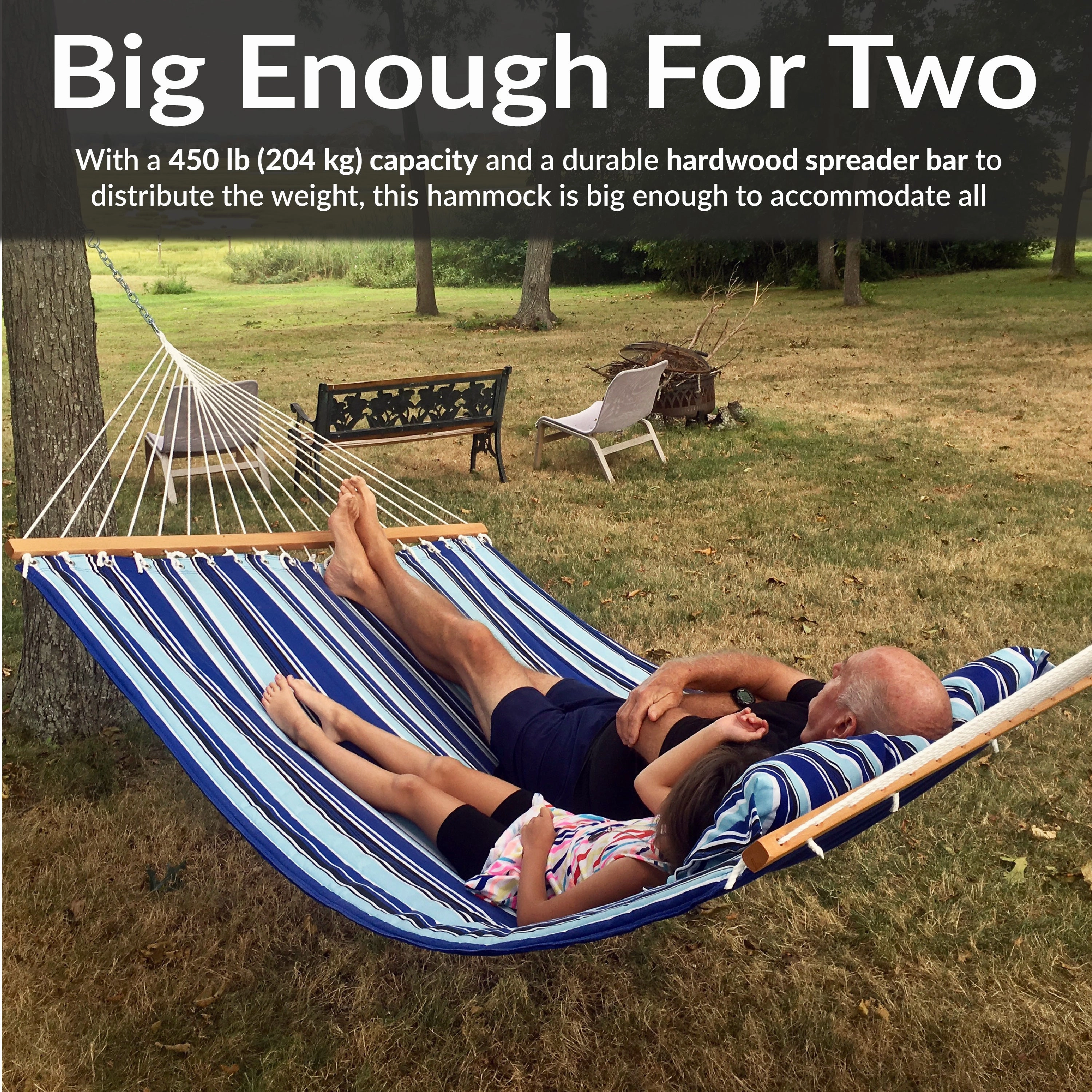 Sunnydaze Quilted 2-Person Hammock with Multi-Use Universal Stand