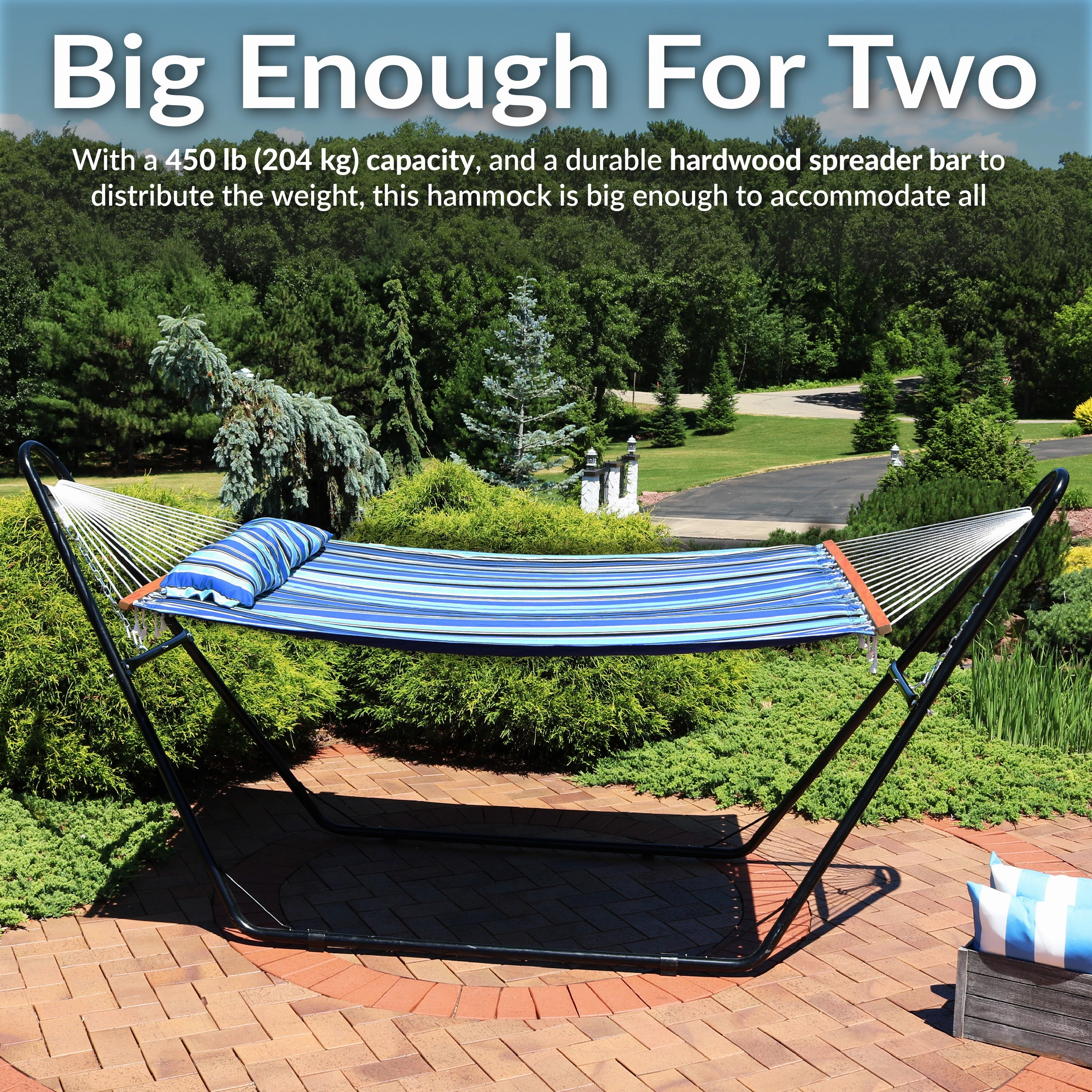 Sunnydaze Quilted 2-Person Hammock with Multi-Use Universal Stand