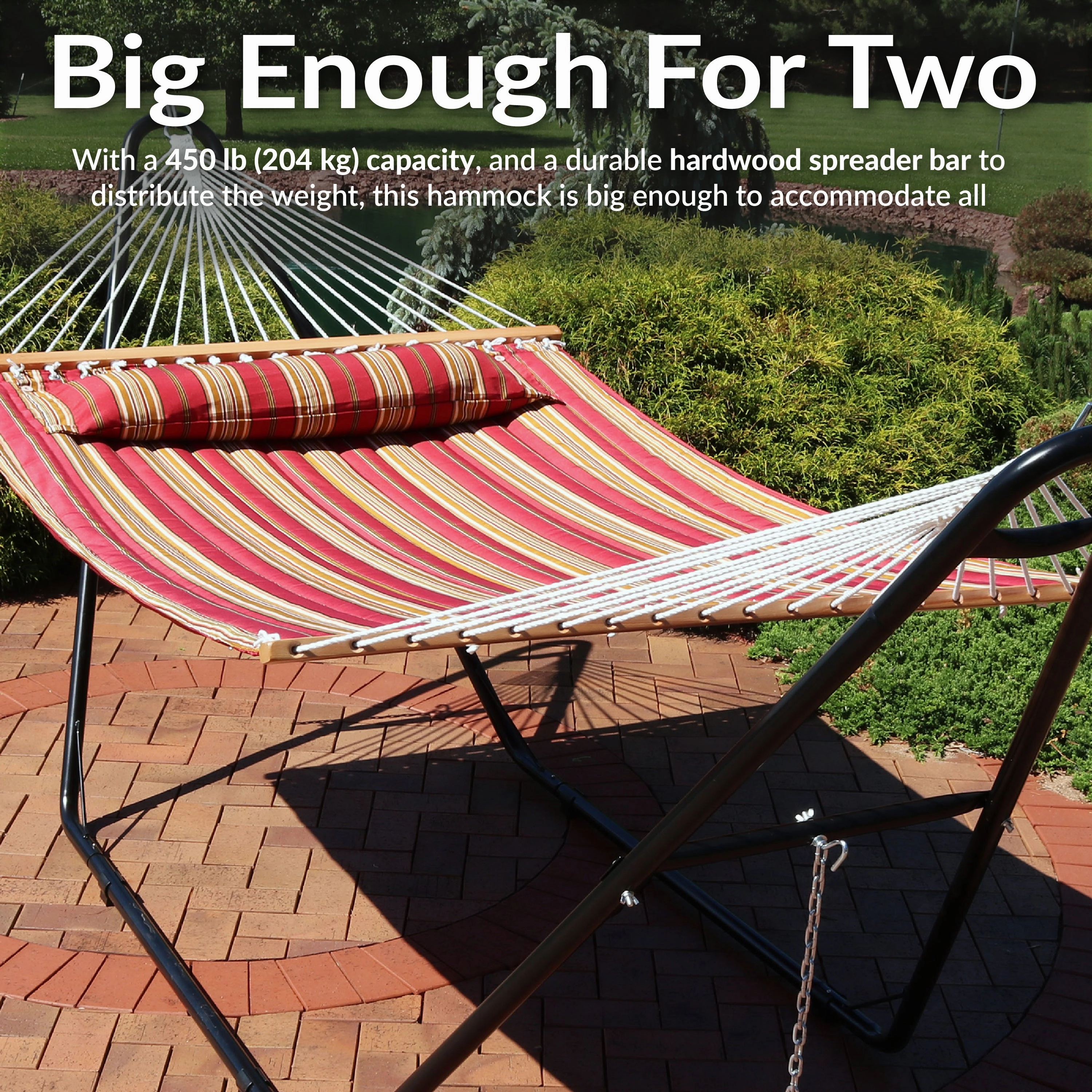 Sunnydaze Quilted 2-Person Hammock with Multi-Use Universal Stand