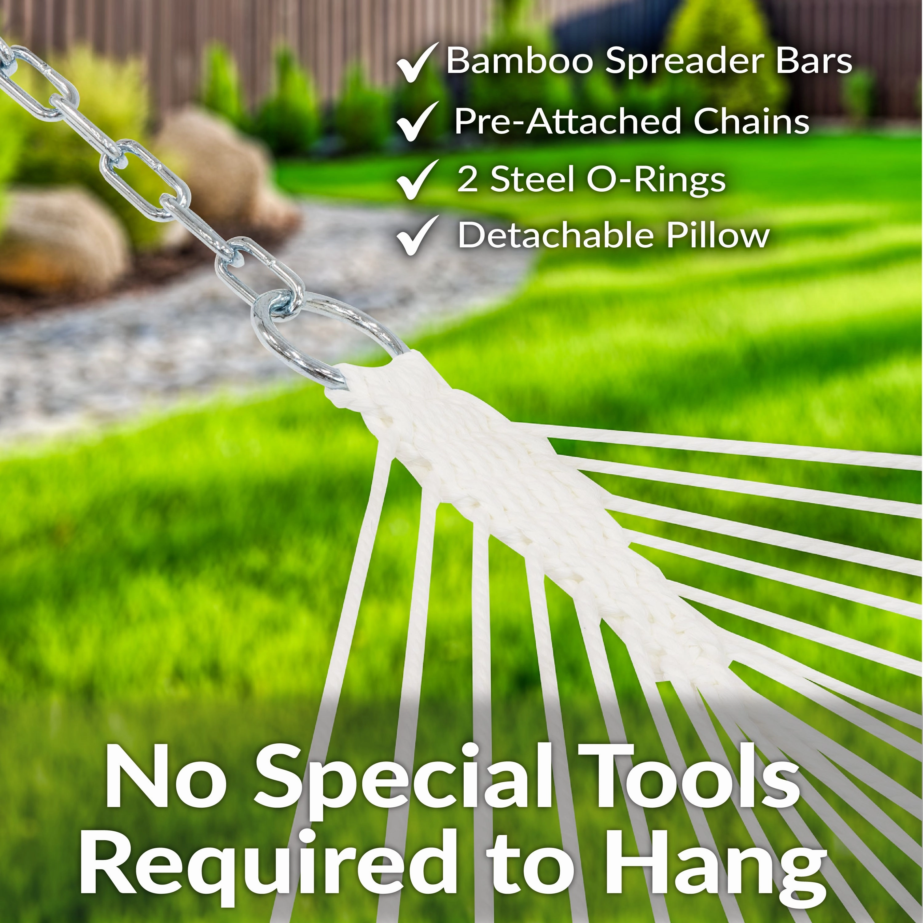 Sunnydaze Quilted Hammock with Curved Bamboo Spreader Bar and Pillow