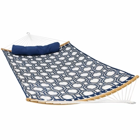 Sunnydaze Quilted Hammock with Curved Bamboo Spreader Bar and Pillow double size outdoor hammock for couples
