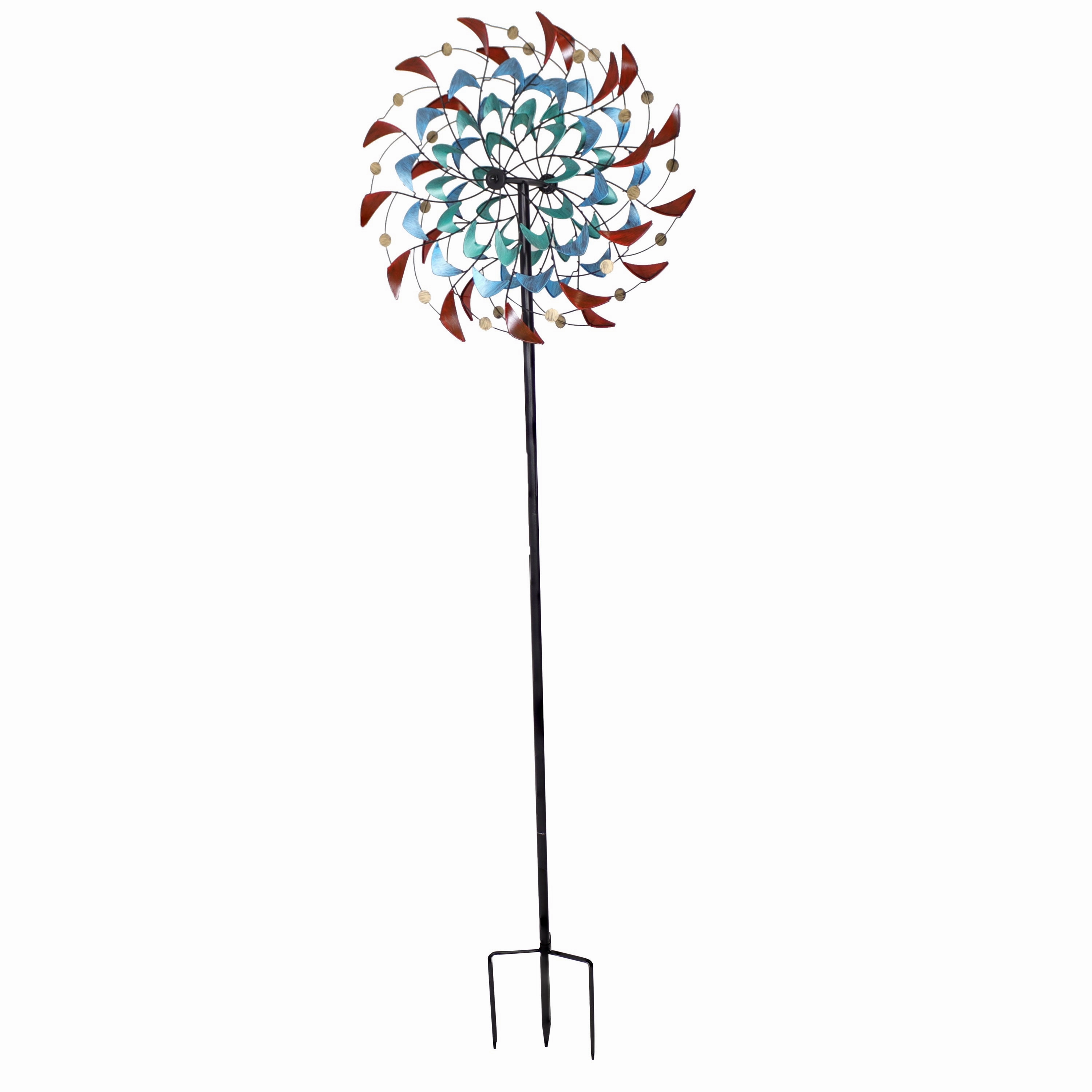 Sunnydaze Rainbow Breezes Metal Garden Wind Spinner - 84" Houtdoor garden decorative ornaments