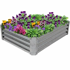 Sunnydaze Rectangle Galvanized Steel Raised Garden Bed - 48" decorative outdoor planter box designs