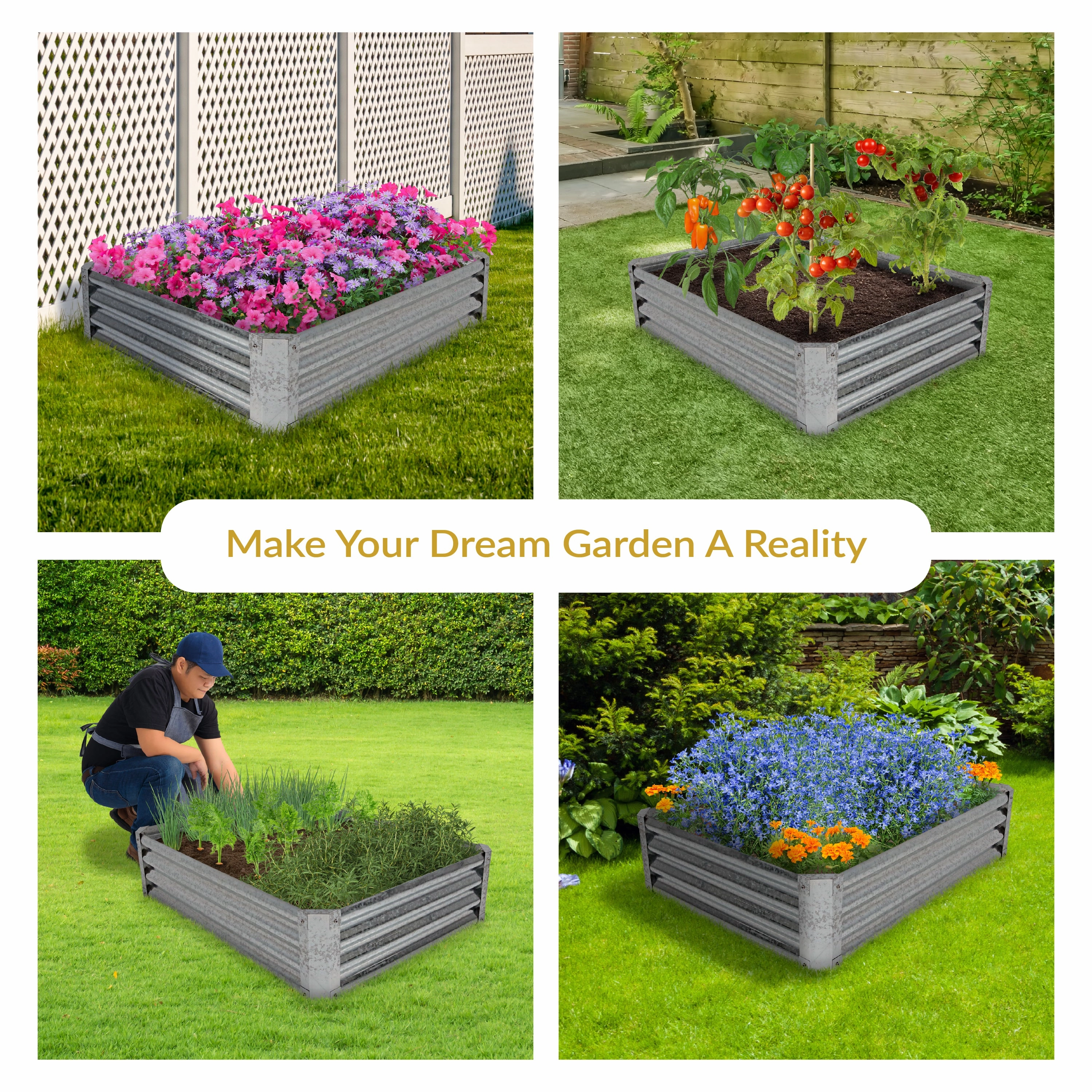 Sunnydaze Rectangle Galvanized Steel Raised Garden Bed - 48"