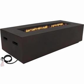 Sunnydaze Rectangular Liquid Propane Gas Fire Pit with Lava Rocks - 56"portable outdoor fire pit with lid