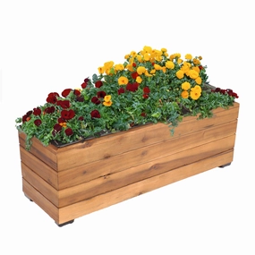 Sunnydaze Rectangular Wood Planter Box with Plastic Liner decorative outdoor planter box designs