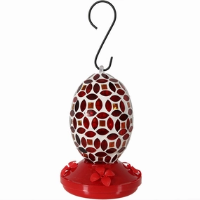 Sunnydaze Red Mosaic Flower Hummingbird Feeder - 7"outdoor garden decorative ornaments