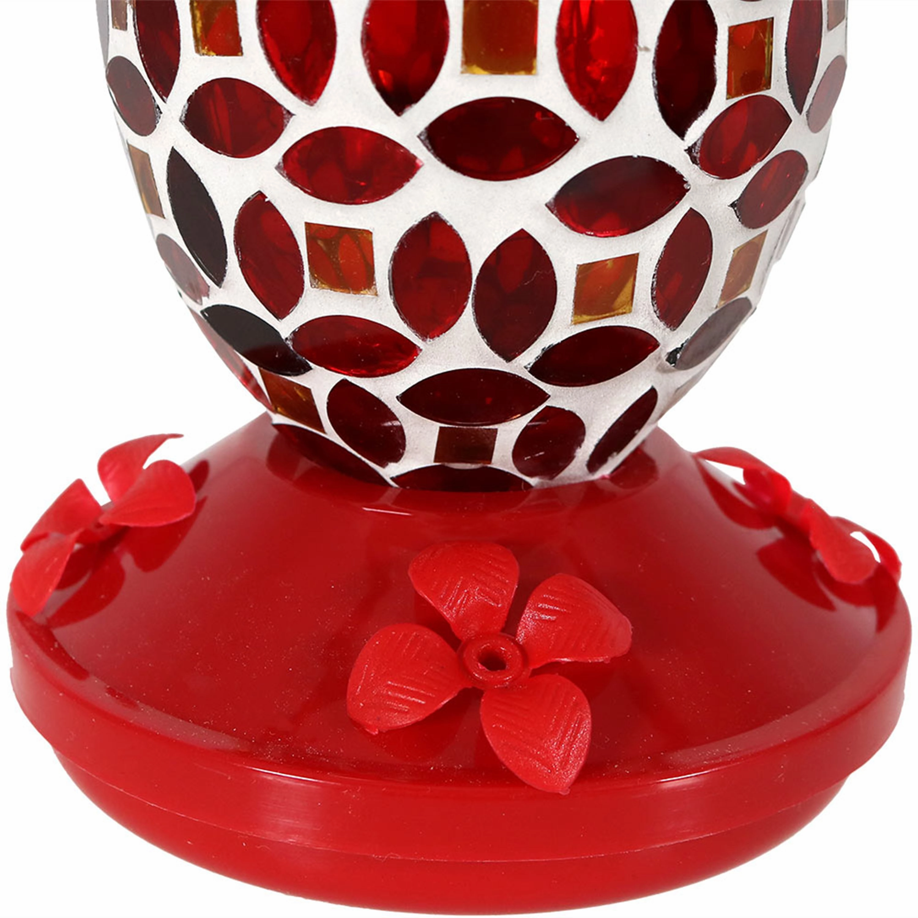 Sunnydaze Red Mosaic Flower Hummingbird Feeder - 7"