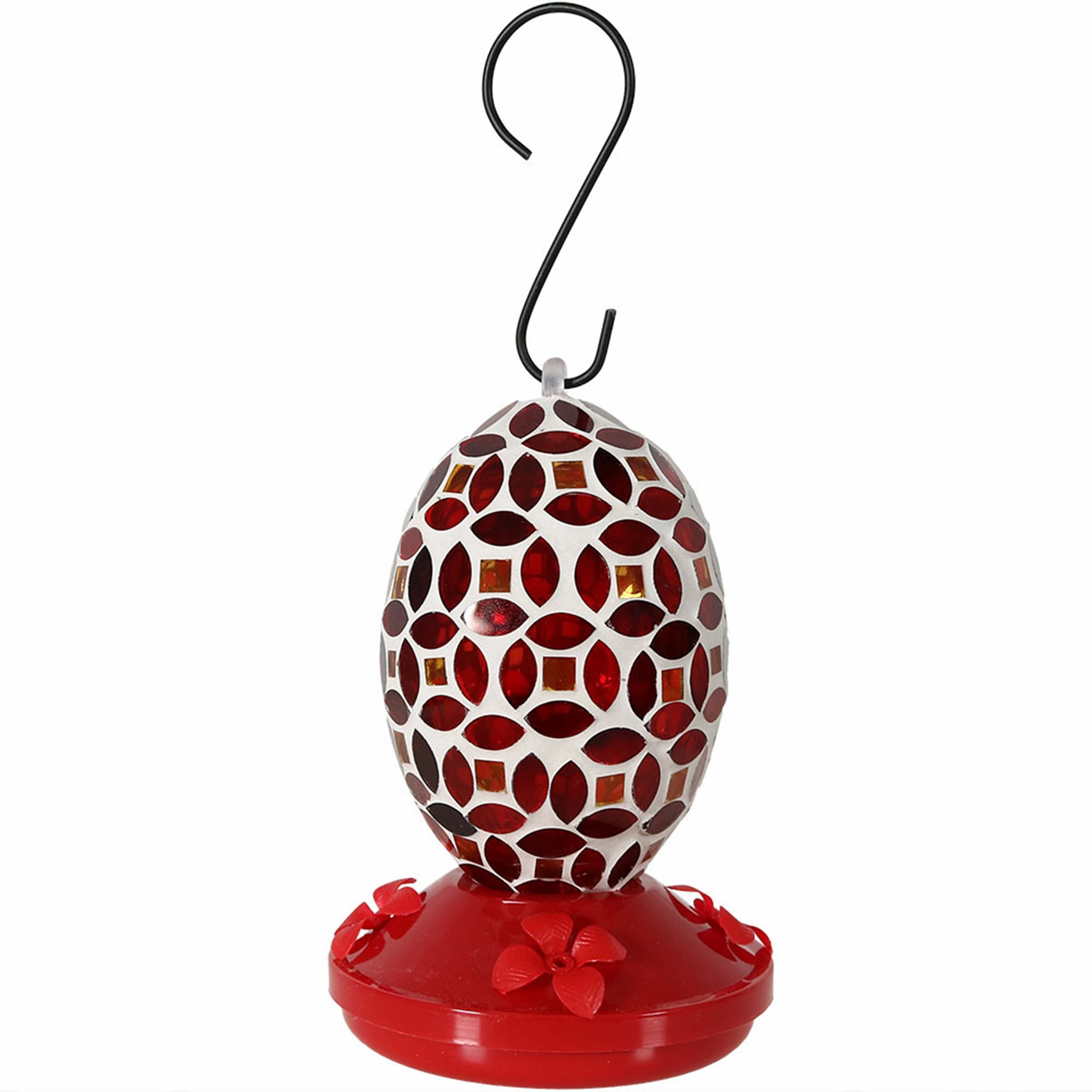 Sunnydaze Red Mosaic Flower Hummingbird Feeder - 7"outdoor garden decorative ornaments