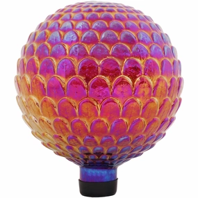 Sunnydaze Red Scalloped Outdoor Gazing Globe - 10"outdoor garden decorative ornaments