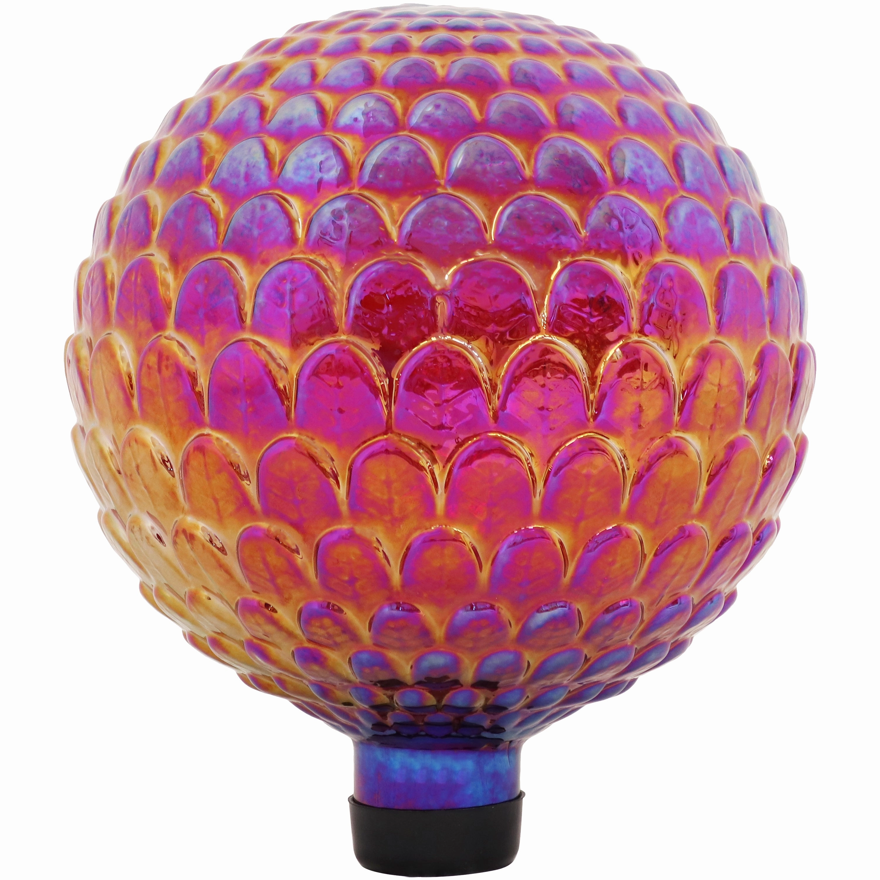 Sunnydaze Red Scalloped Outdoor Gazing Globe - 10"outdoor garden decorative ornaments